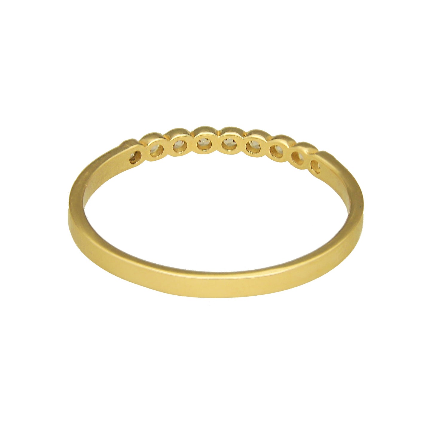 MR14AD011 Anillo Dama Oro Sólido 14K Churumbela Modelo 1 Línea Zirconia Delgada