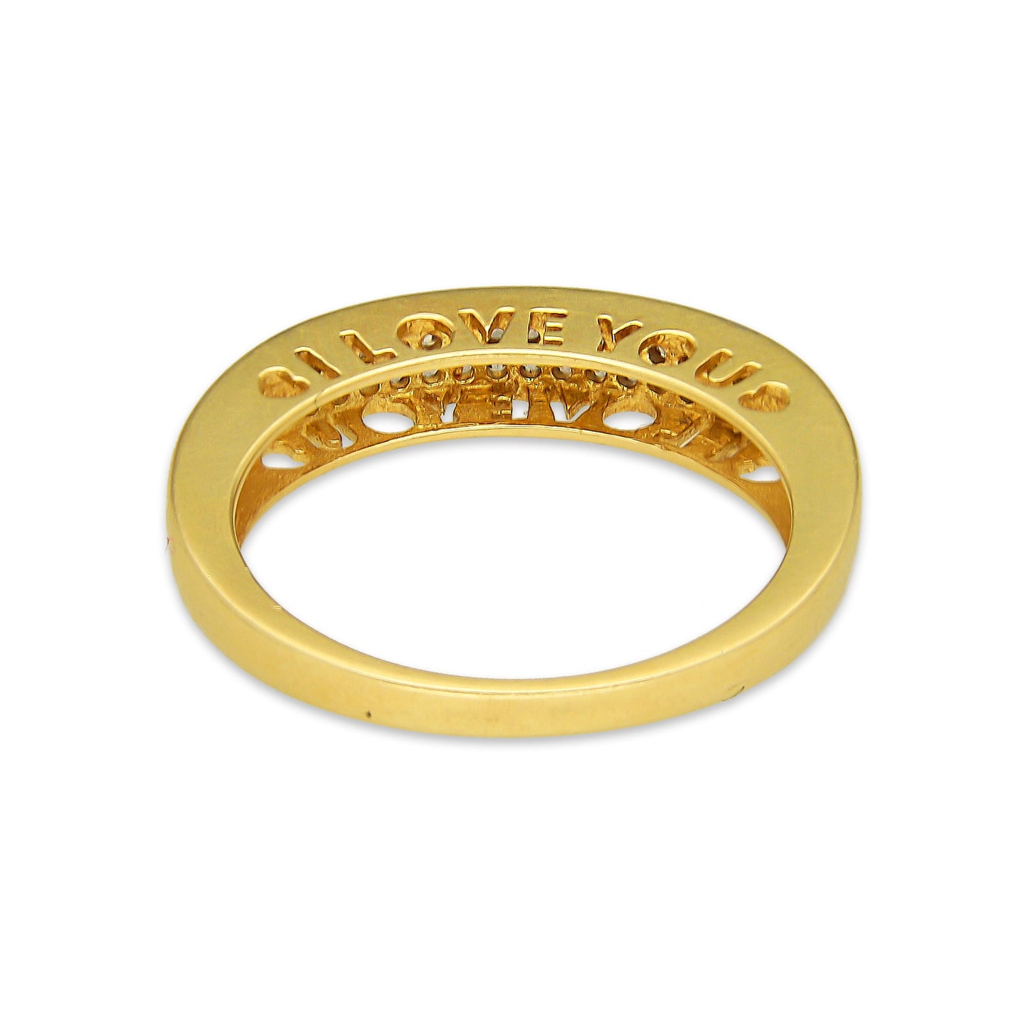 MR14AD018 Anillo Dama Oro Sólido 14K Churumbela Modelo I Love U con Zirconia