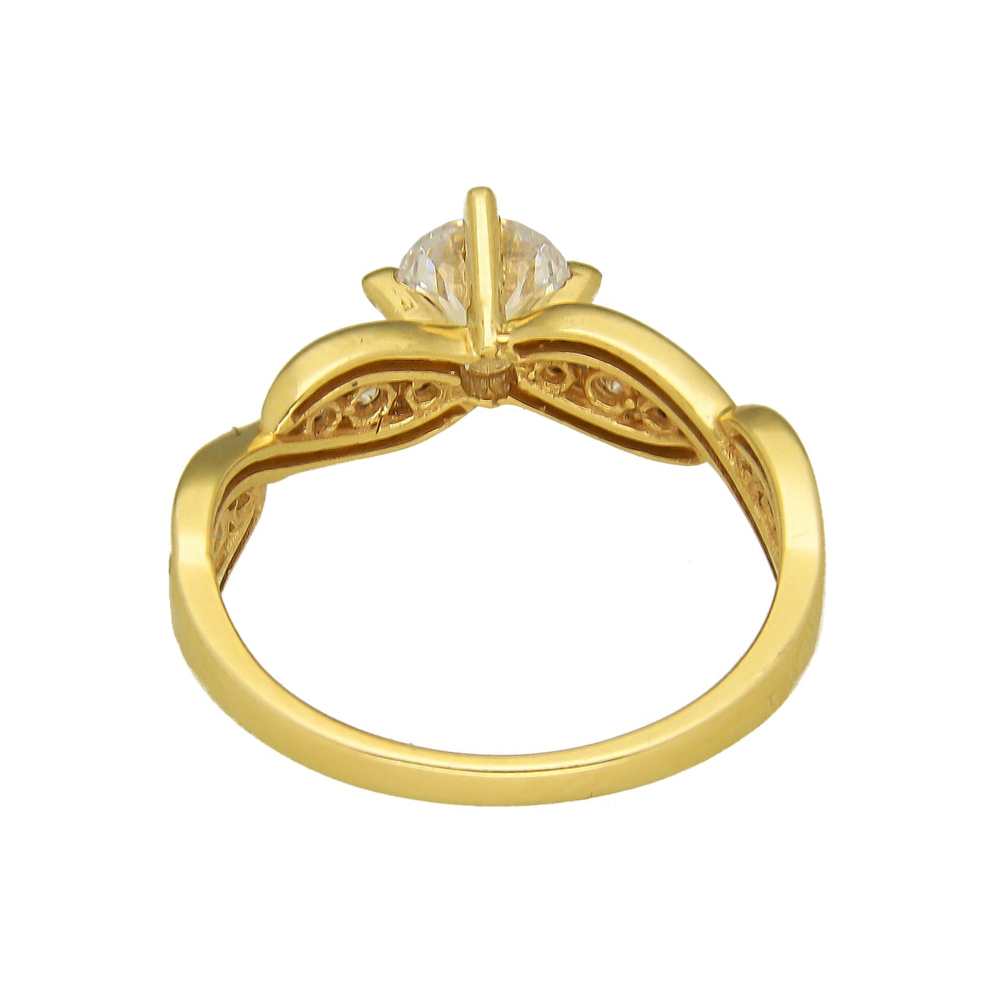 MR14AD021 Anillo Dama Solitario Oro Sólido 14K Modelo Trenzado con Zirconias 6 mm Zirconia Principal