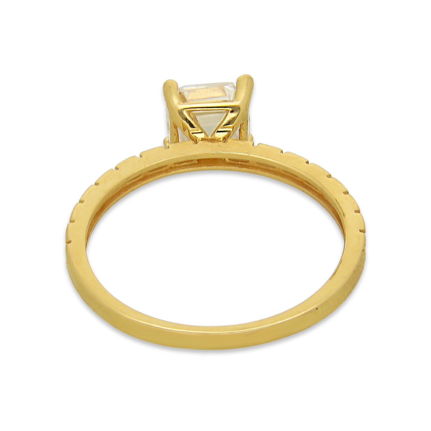 MR14AD023 Anillo Dama Solitario Oro Sólido 14K Modelo Zirconia Cuadrada 6 mm Zirconia Principal