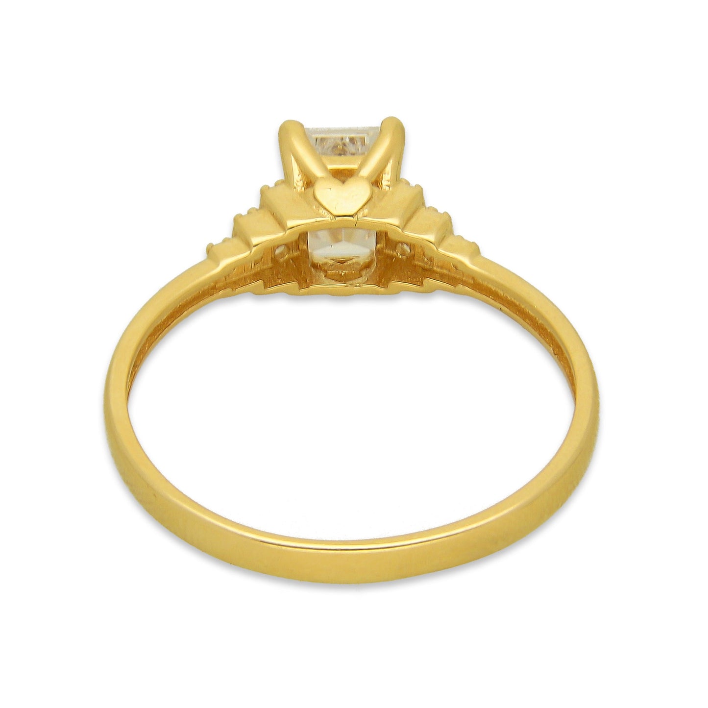 MR14AD024 Anillo Dama Solitario Oro Sólido 14K Modelo Zirconia Rectangular Escalonado 7 mm Zirconia Principal