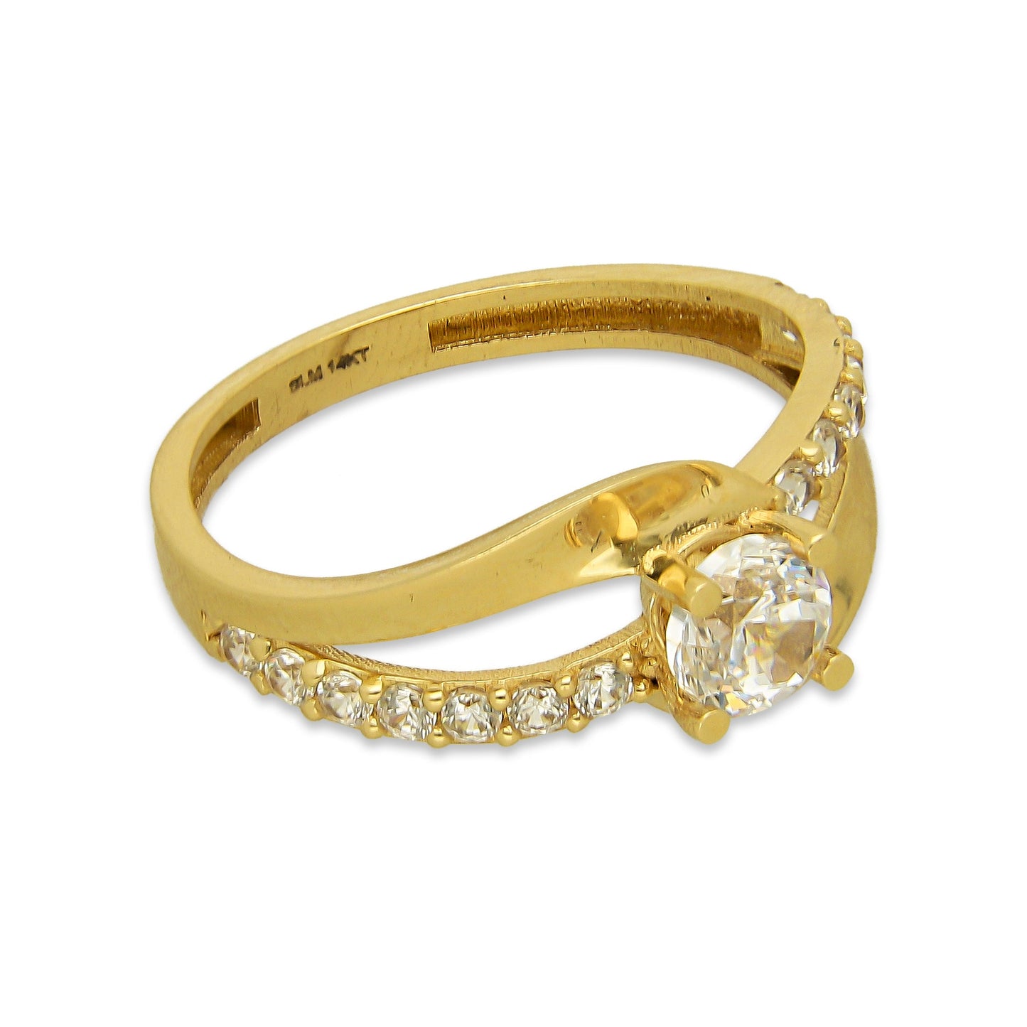 MR14AD030 Anillo Dama Solitario Oro Sólido 14K Modelo ADN Plano 5 mm Zirconia Principal