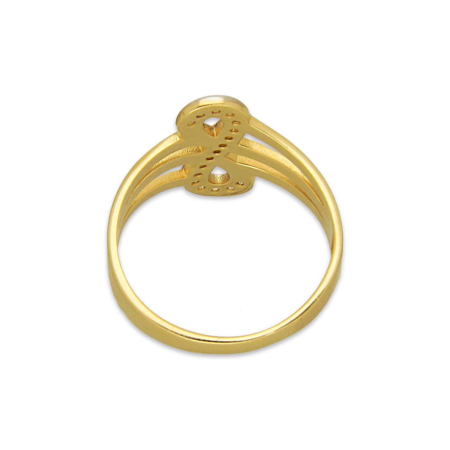 MR14AD036 Anillo Dama Oro Sólido 14K Modelo Infinito Vertical con Zirconias