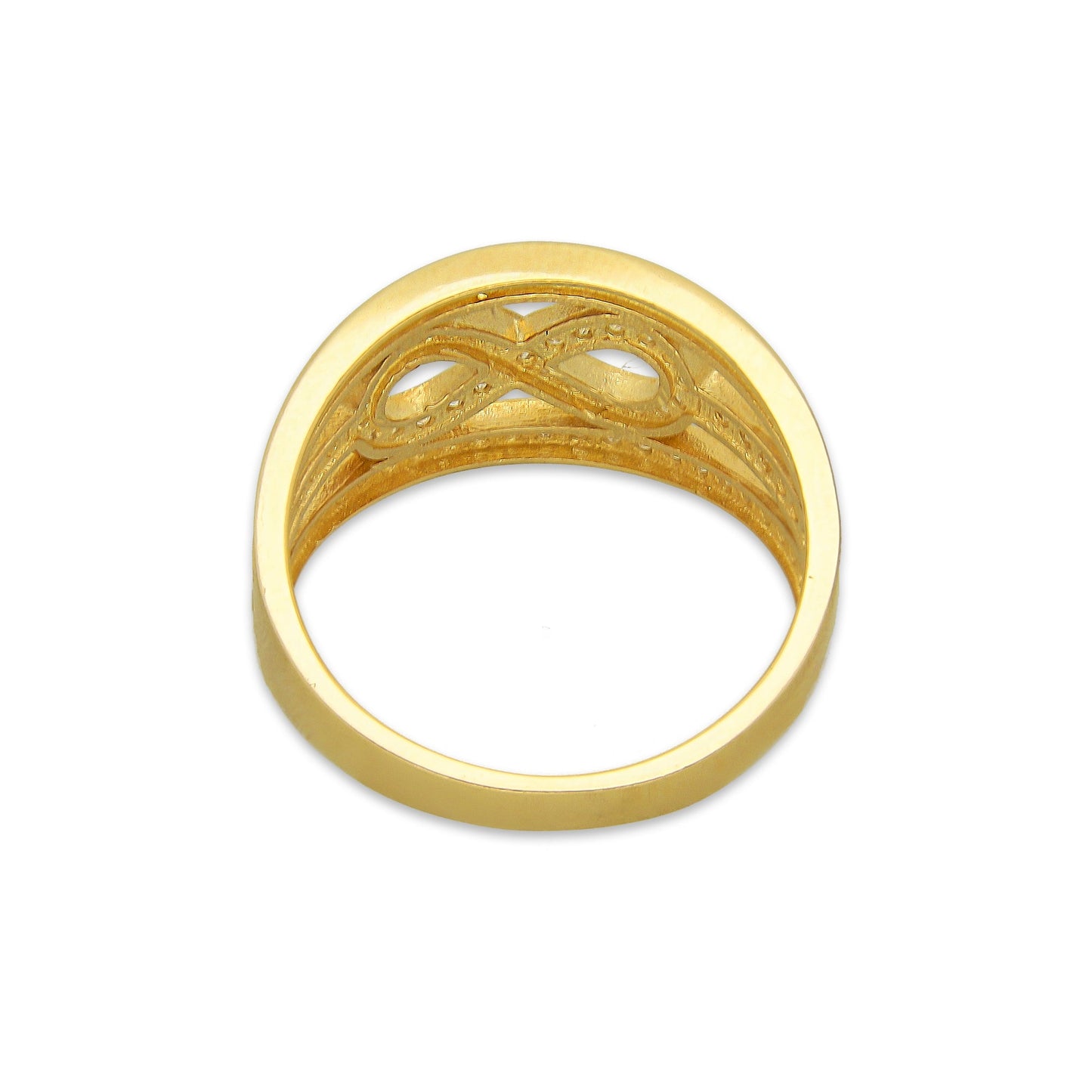 MR14AD037 Anillo Dama Oro Sólido 14K Modelo Infinito 3 Lineas con Zirconias