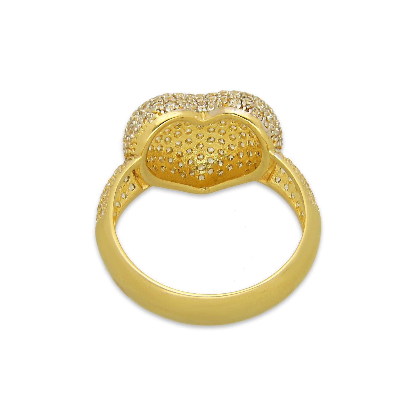 MR14AD039 Anillo Dama Oro Sólido 14K Modelo Corazón Bombeado Pavé