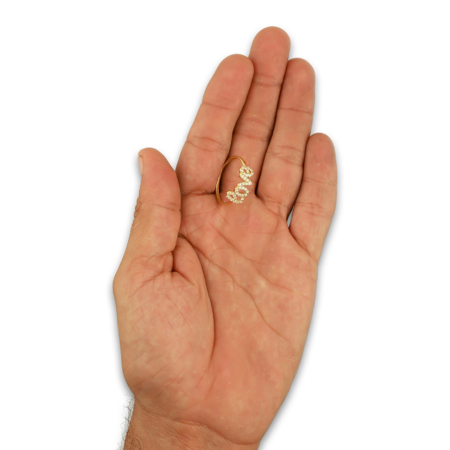 MR14AD042 Anillo Dama Oro Sólido 14K Modelo Love con Zirconias