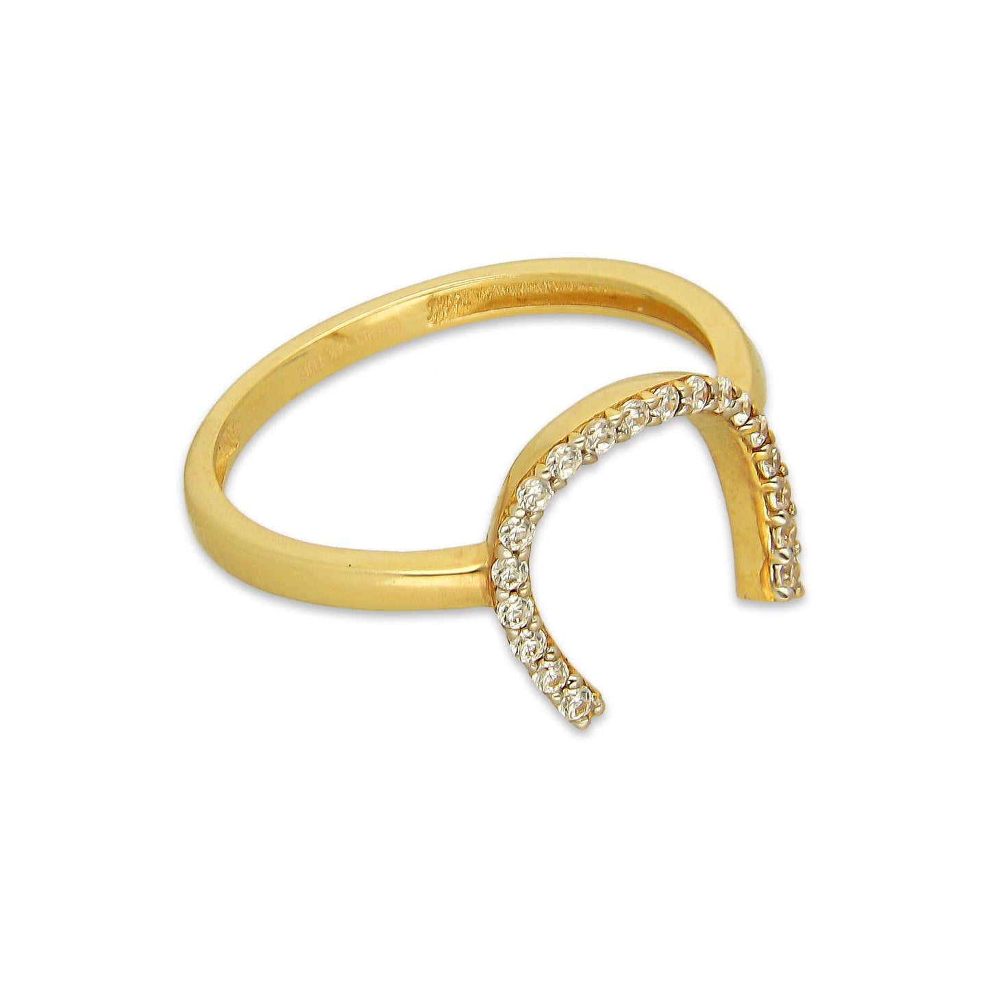 MR14AD043 Anillo Dama Oro Sólido 14K Modelo Herradura Sencilla Con Zirconia