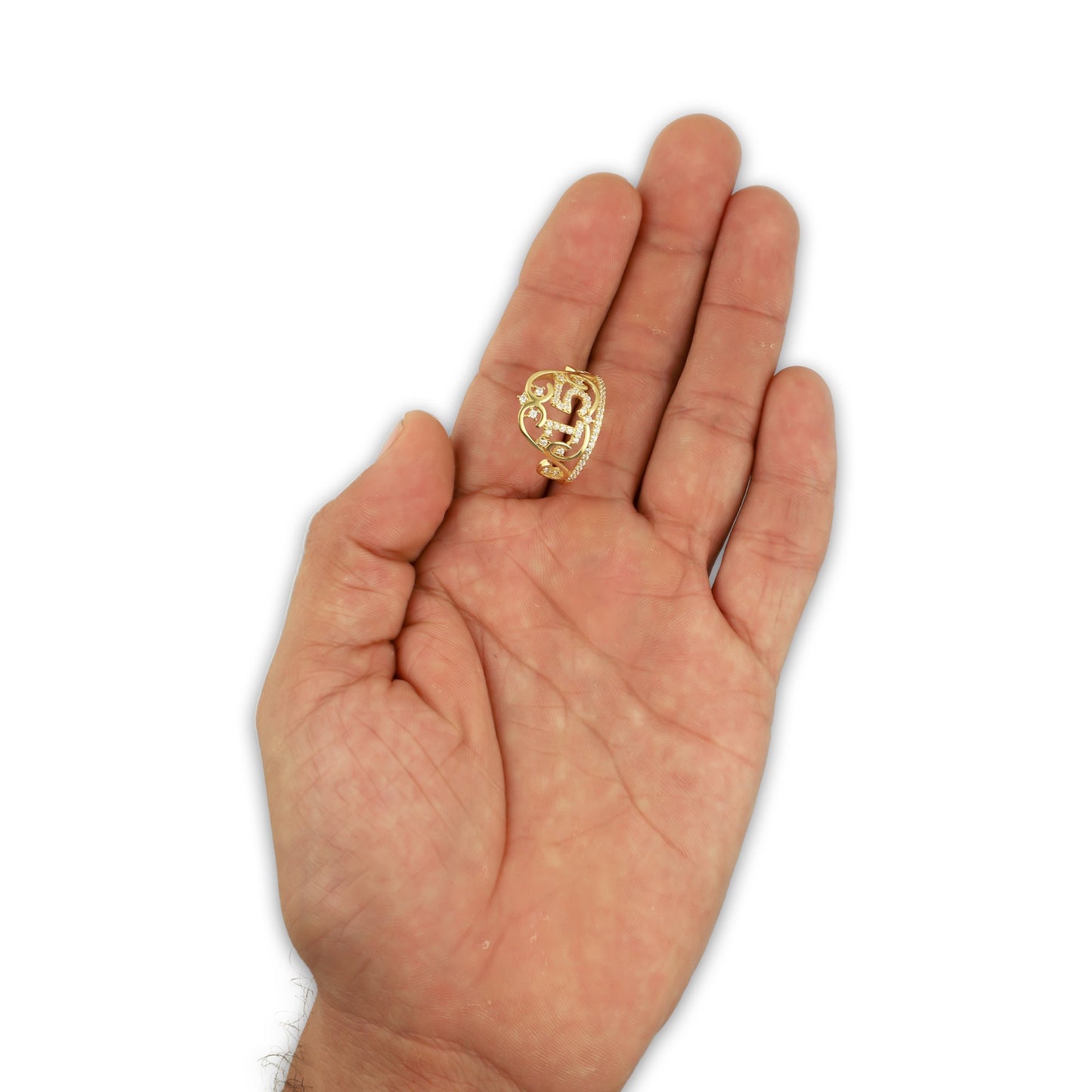 MR14AD046 Anillo Dama Oro Sólido 14K Modelo XV Años Número con Zirconias