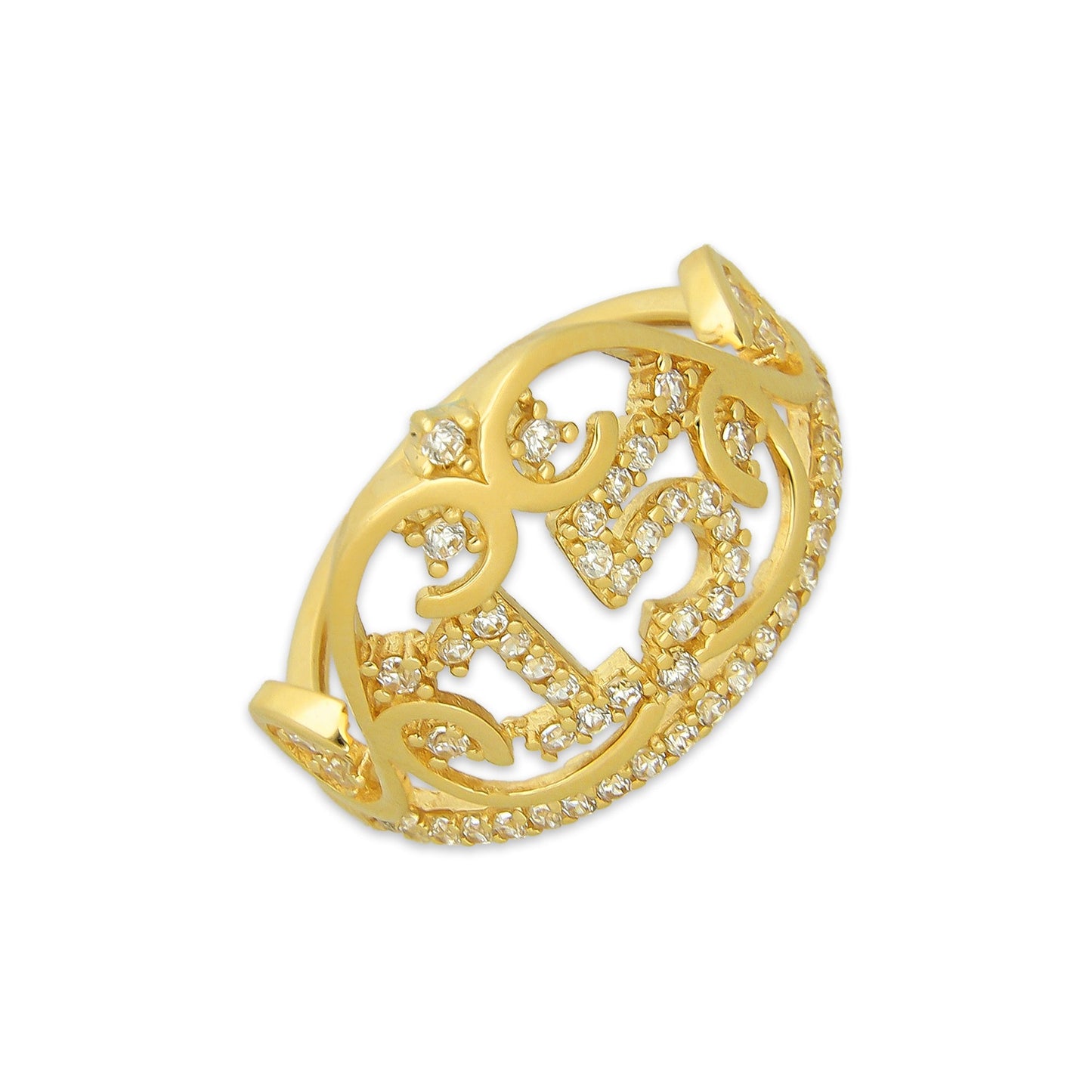 MR14AD046 Anillo Dama Oro Sólido 14K Modelo XV Años Número con Zirconias