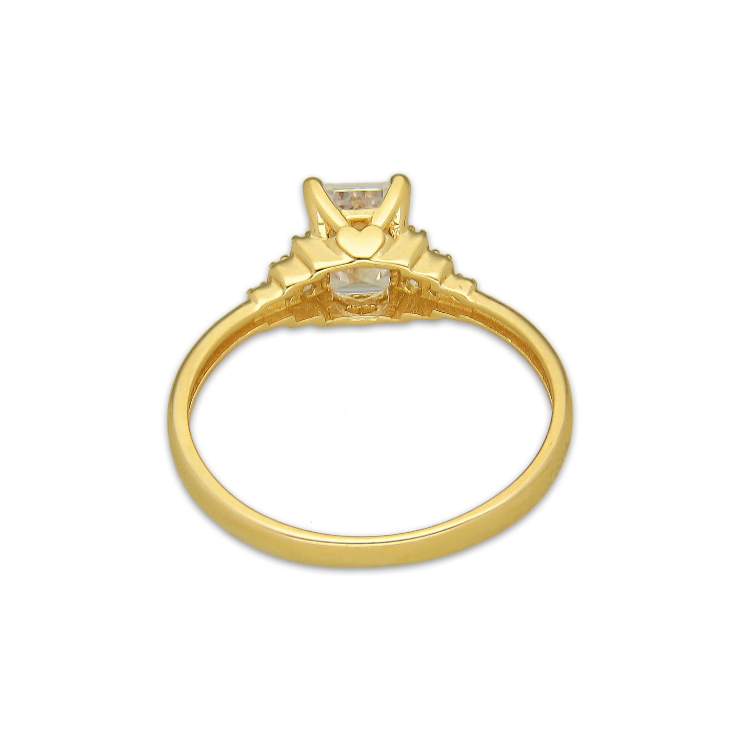 MR14AD055 Anillo Dama Oro Sólido 14K Modelo Solitario Rectángulo Pirámide 7 mm Zirconia Principal