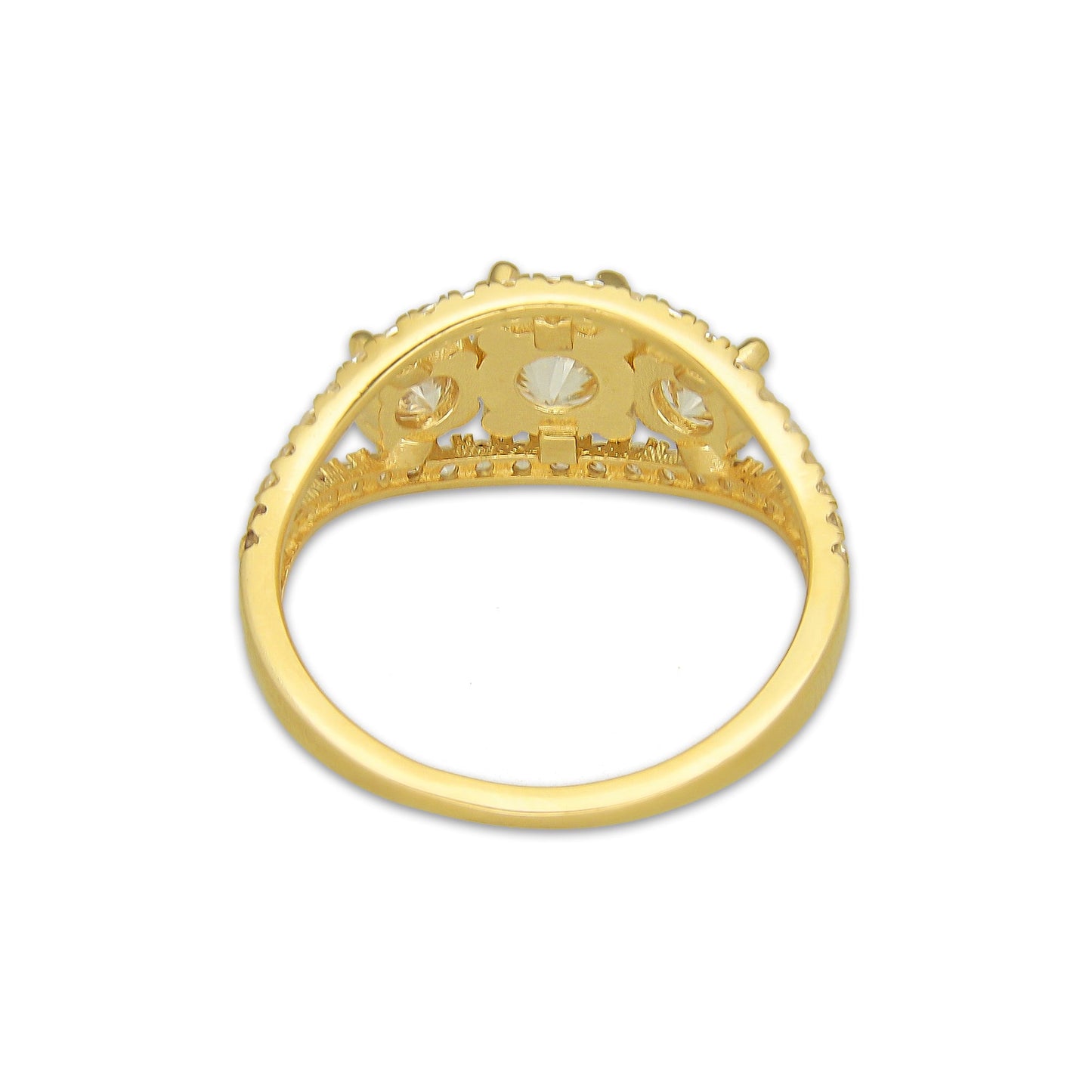 MR14AD056 Anillo Dama Oro Sólido 14K Modelo Solitariio Triada 6 mm Zirconia Principal