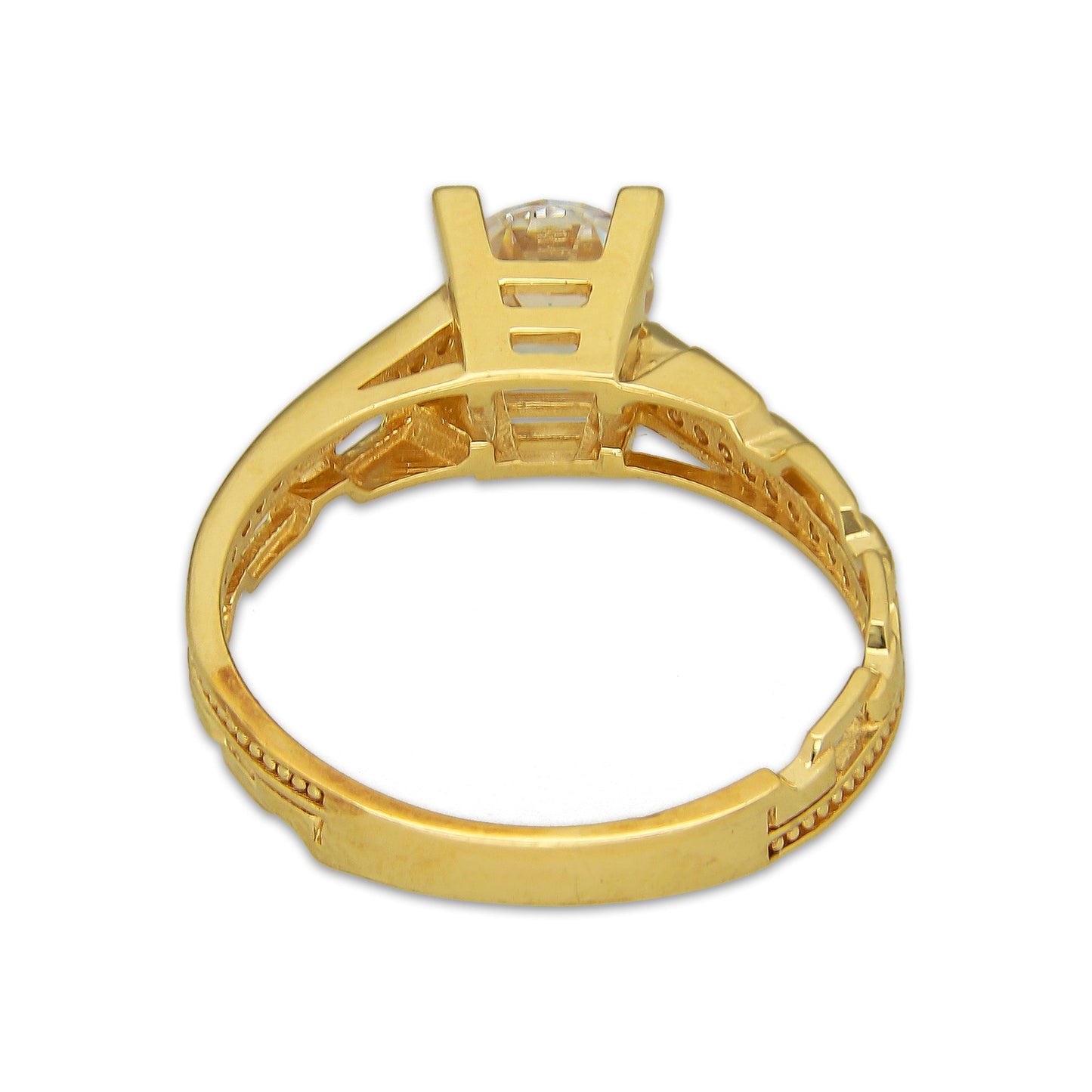 MR14AD059 Anillo Dama Oro Sólido 14K Modelo Solitario Chain 6 mm Zirconia Principal