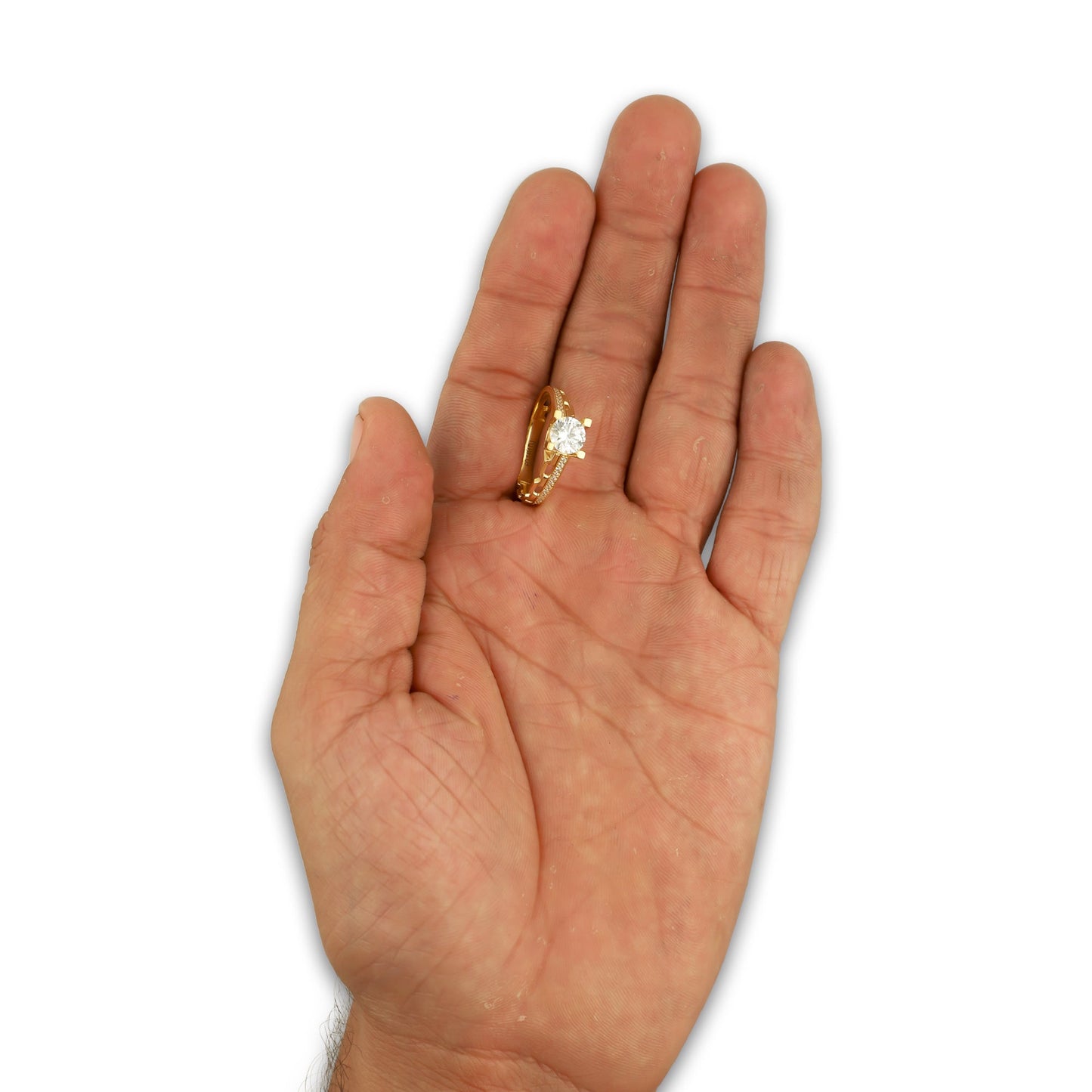 MR14AD059 Anillo Dama Oro Sólido 14K Modelo Solitario Chain 6 mm Zirconia Principal