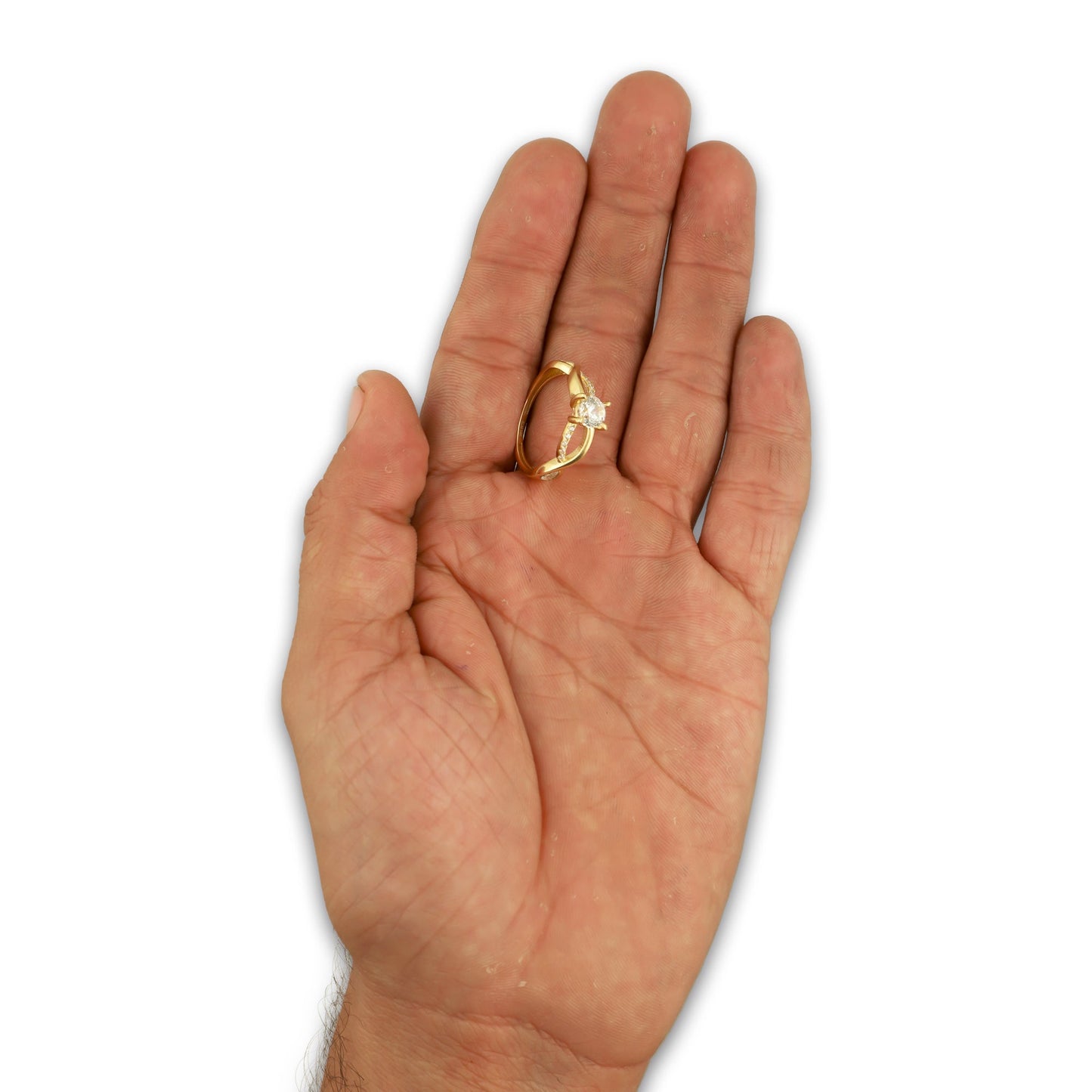 MR14AD061 Anillo Dama Oro Sólido 14K Modelo Solitario Ondas 5 mm Zirconia Principal