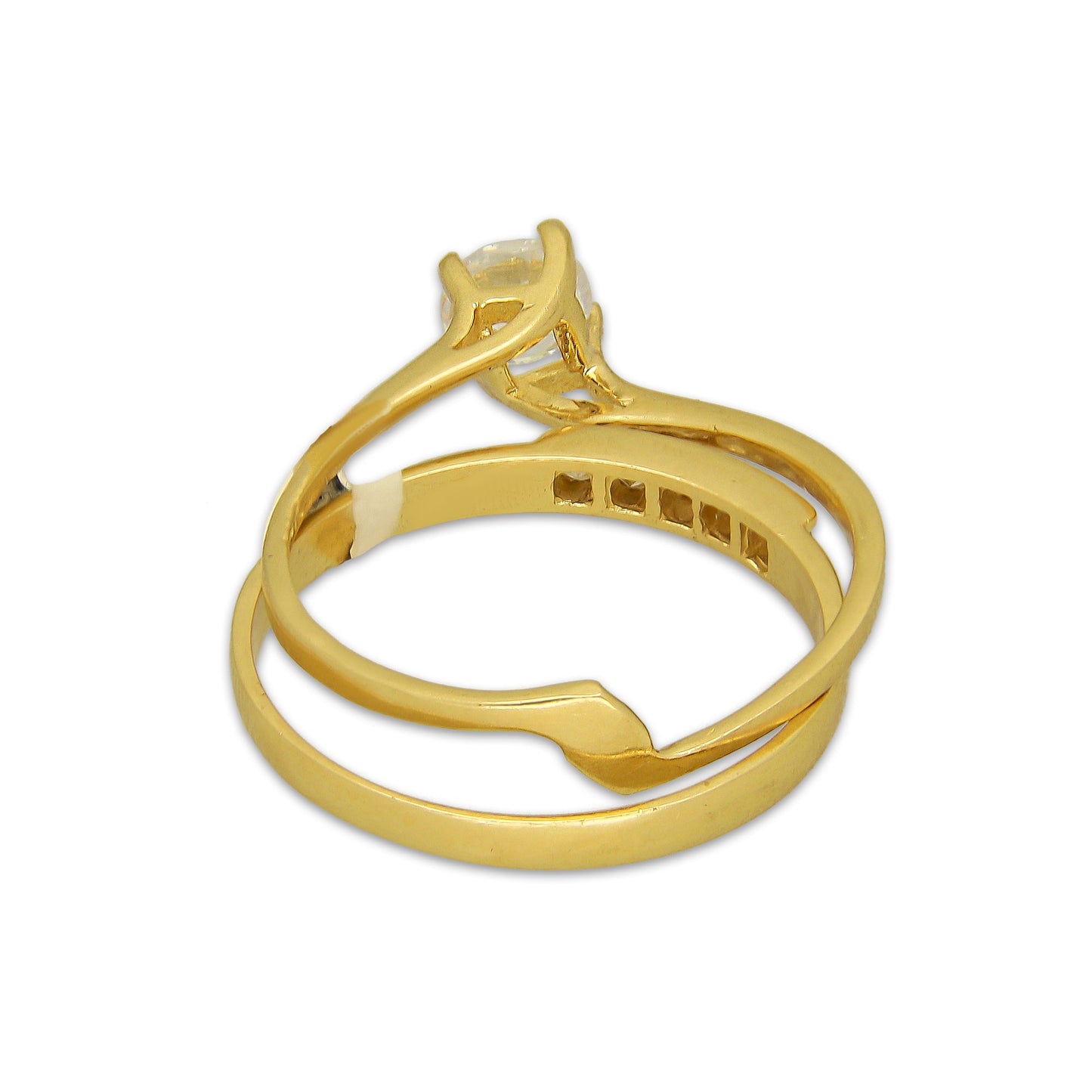 MR14AD064 Anillo Dama Oro Sólido 14K Modelo Solitario Alianza Torcido 5 mm Zirconia Principal