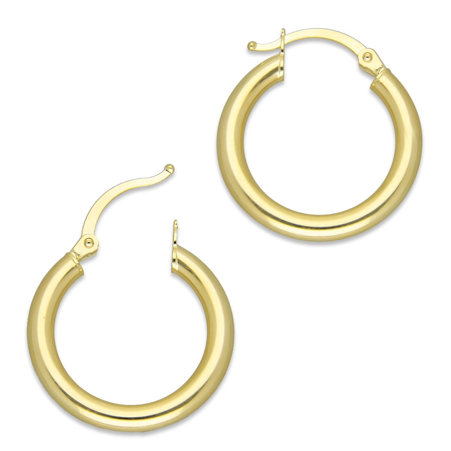 MR14AR006 Arete Arracada Oro Sólido 14K Modelo Tubo Grueso Lisa 2 cm