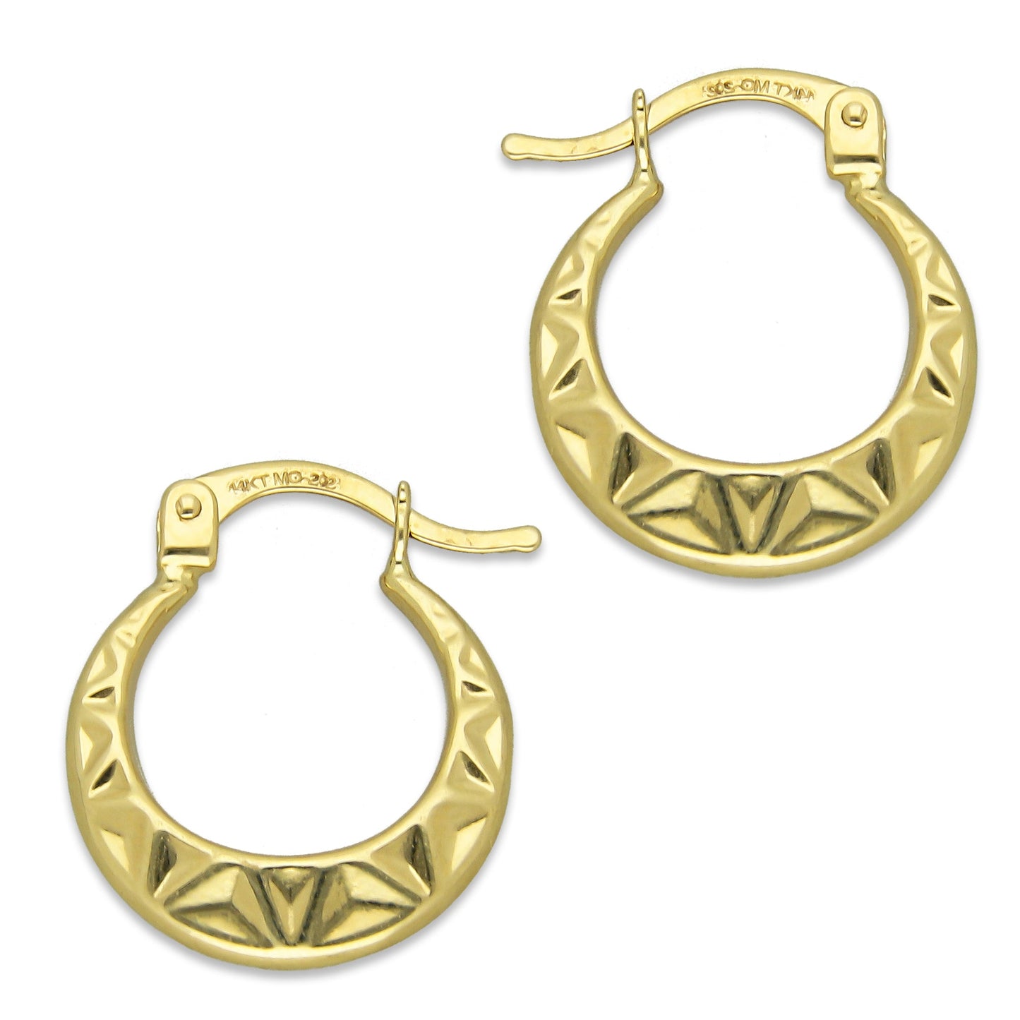 MR14AR009 Arete Arracada Oro Sólido 14K Modelo Serial Lisa 1.5 cm
