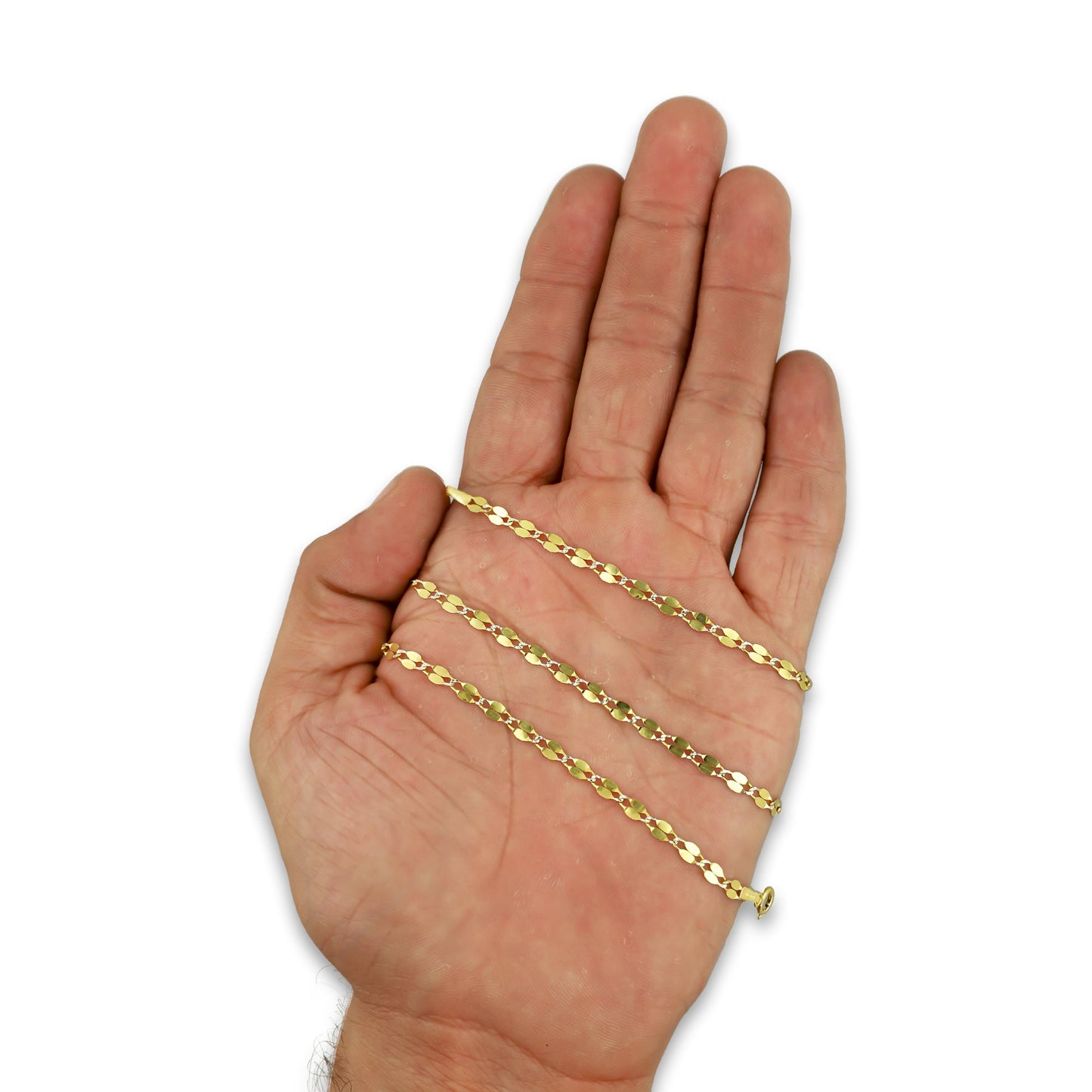 MR14CU019-45 Cadena Oro Sólido 14K EMC14 Modelo Ancla Lisa Forjada Eslabones Largos 3 mm x 45 cm