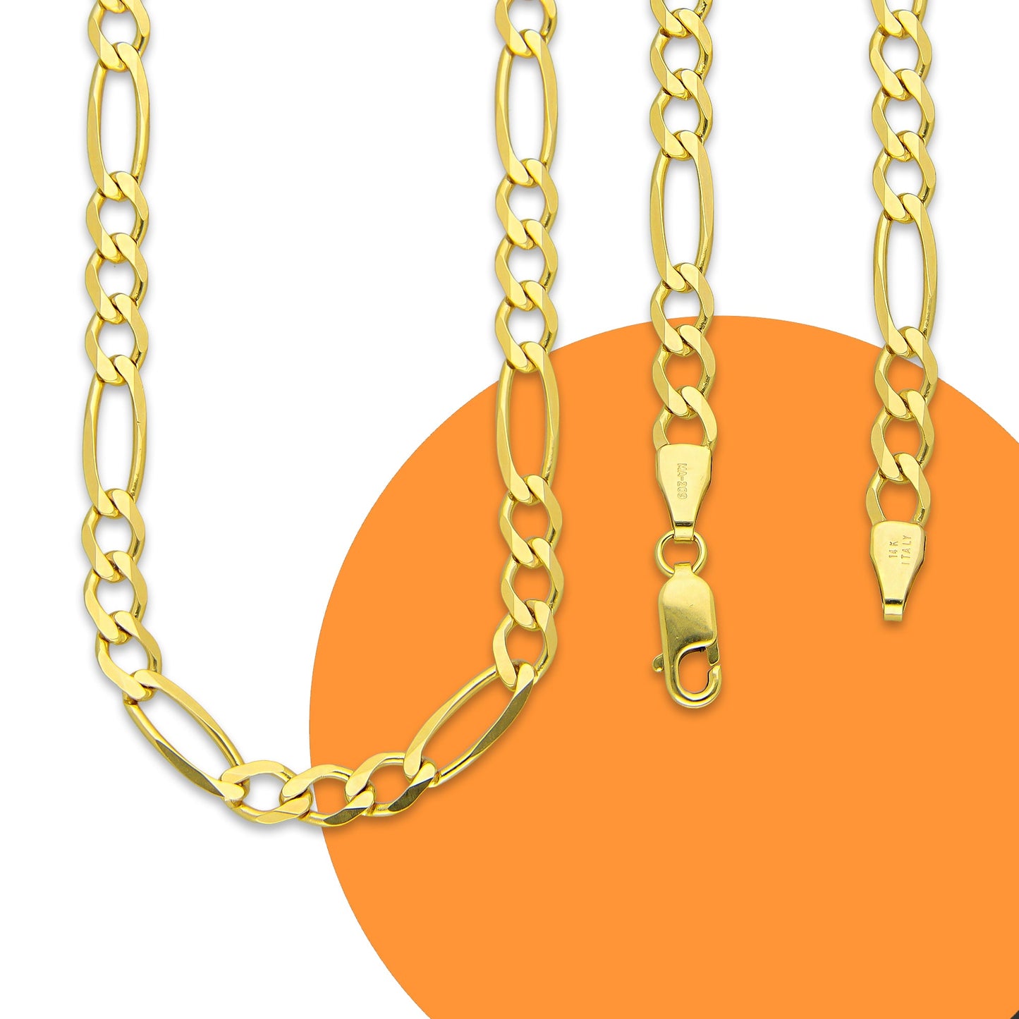 MR14CU029-60 Cadena Oro Sólido 14K Modelo Figaro 3*1 4 mm x 60 cm