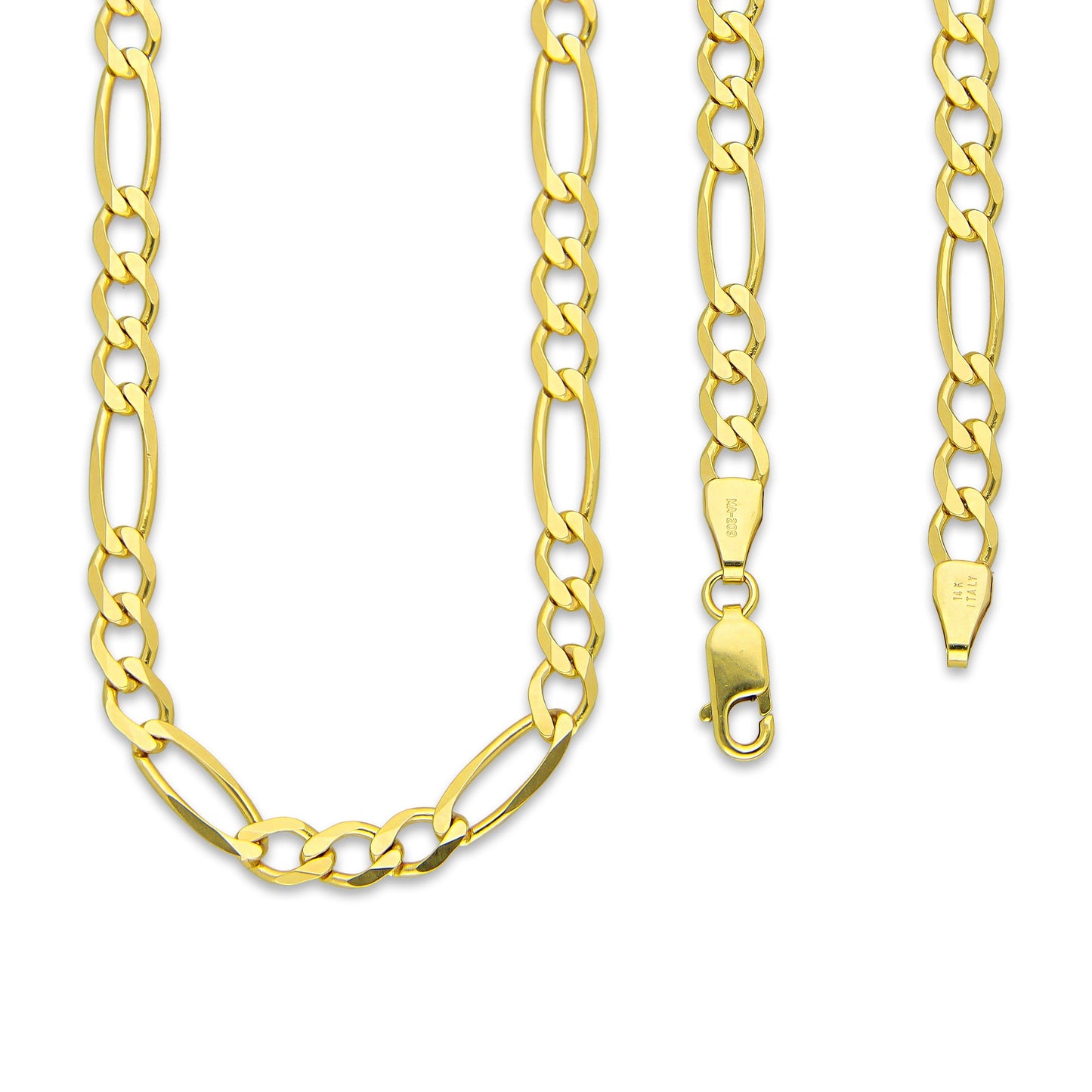MR14CU029-60 Cadena Oro Sólido 14K Modelo Figaro 3*1 4 mm x 60 cm