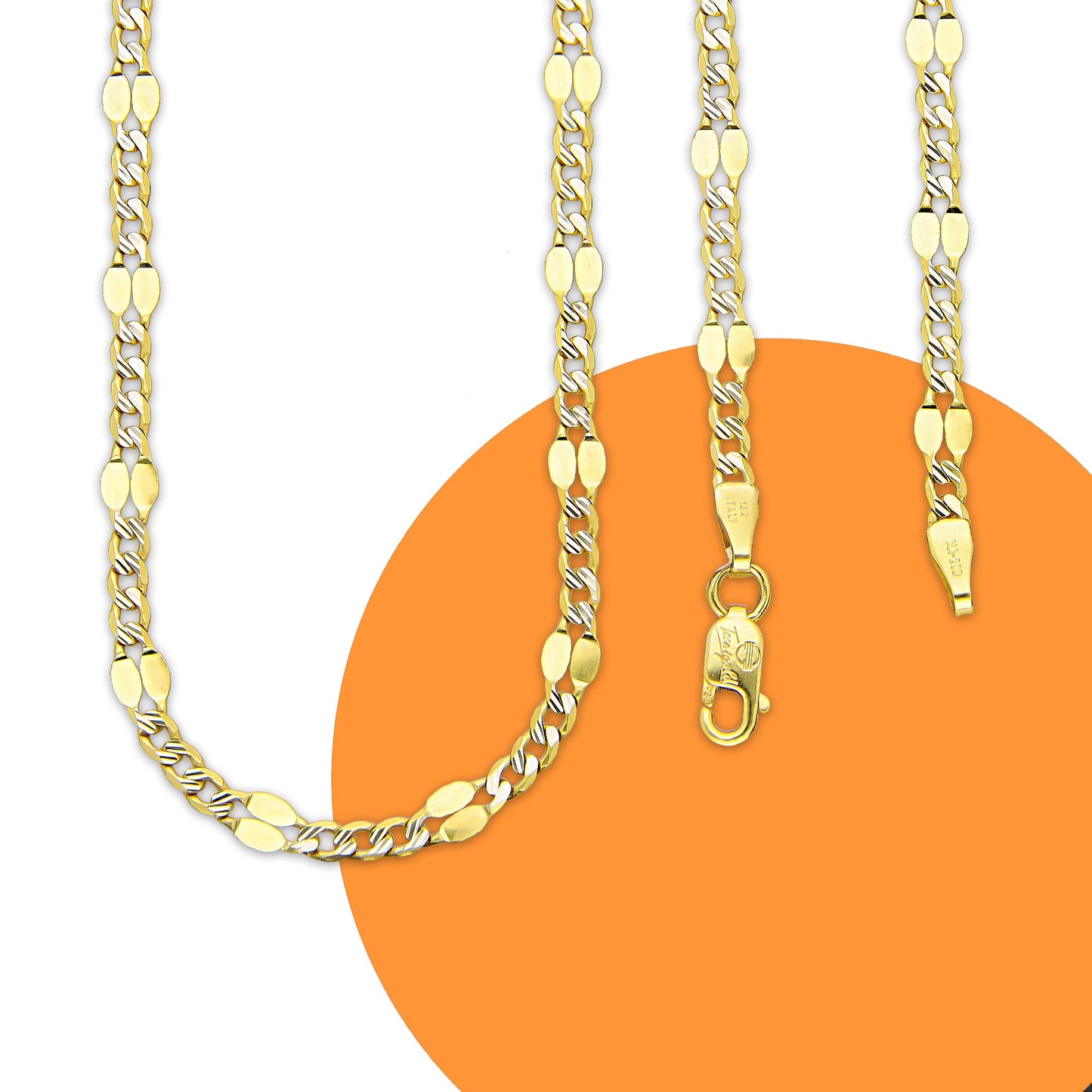 MR14CU042-60 Cadena Oro Sólido 14K EMC14 Modelo Ancla Lisa Forjada 3*1 2 mm x 60 cm