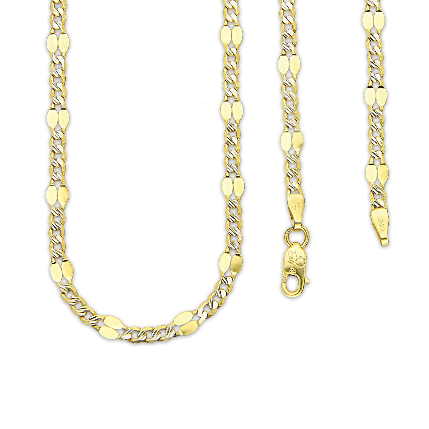 MR14CU042-60 Cadena Oro Sólido 14K EMC14 Modelo Ancla Lisa Forjada 3*1 2 mm x 60 cm