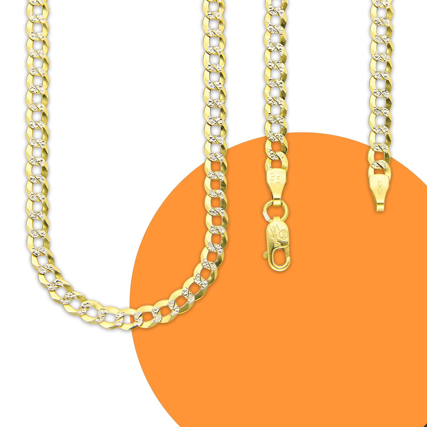 MR14CU044-60 Cadena Oro Sólido 14K EMC14 Modelo Fígaro 1x0 Diamantada 3 mm x 60 cm