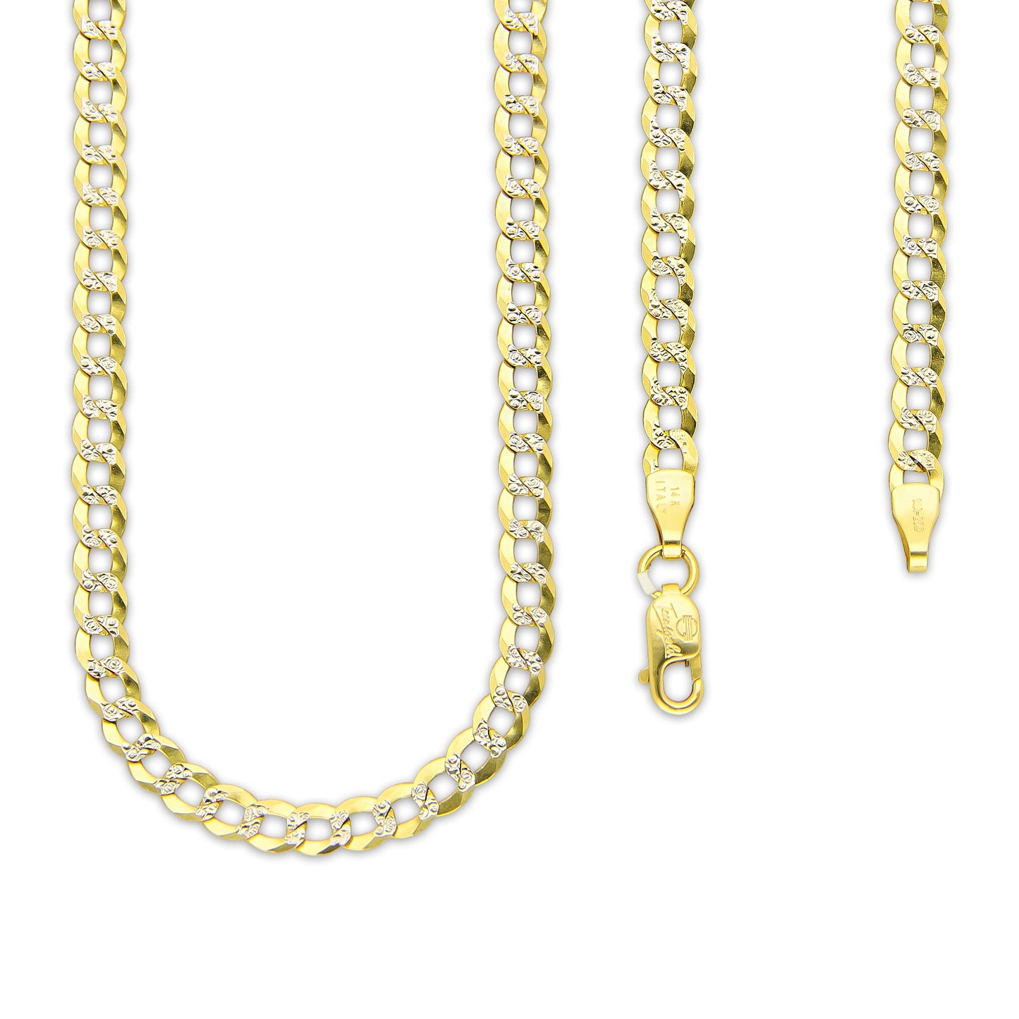 MR14CU044-60 Cadena Oro Sólido 14K EMC14 Modelo Fígaro 1x0 Diamantada 3 mm x 60 cm