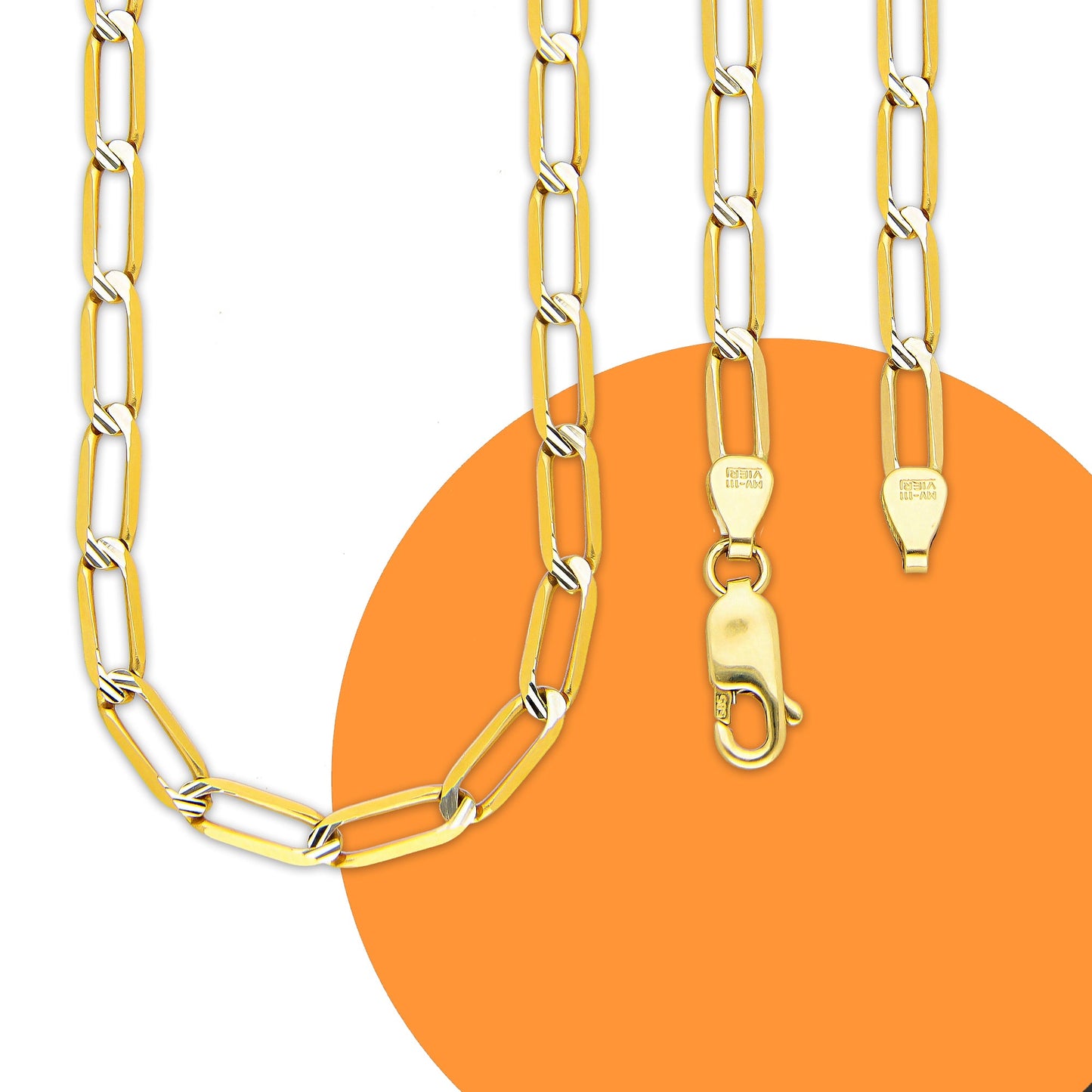 MR14CU046-60 Cadena Oro Sólido 14K EMC14 Modelo Ojillo Diamantada 0X1 4 mm x 60 cm