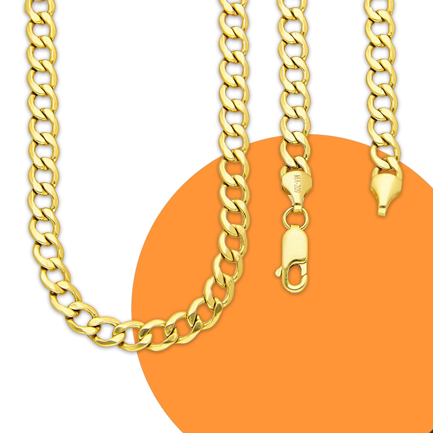 MR14CU052-60 Cadena Oro Sólido 14K EMF14 Modelo Fígaro 1x0 Lisa 5 mm x 60 cm