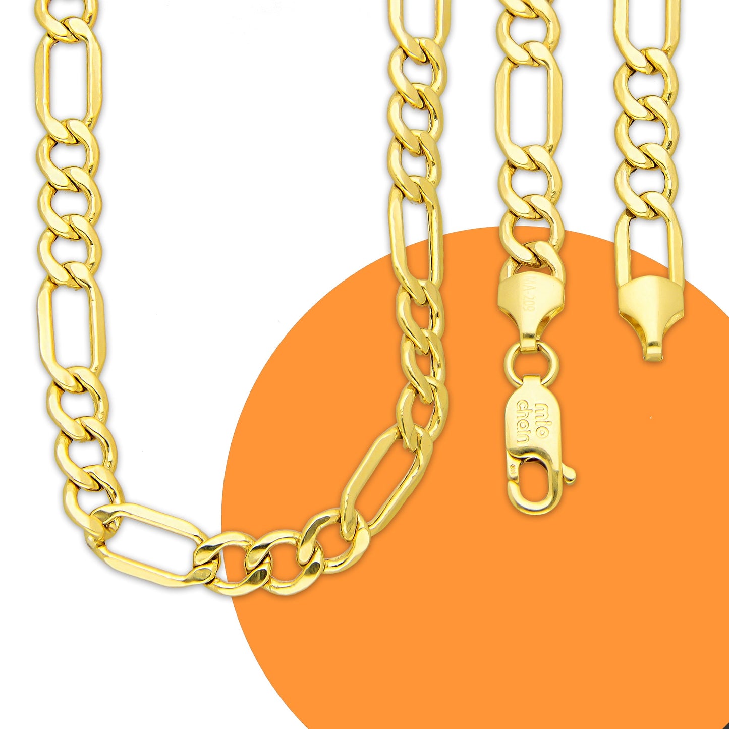 MR14CU053-60 Cadena Oro Sólido 14K EMF14 Modelo Fígaro 3*1 Lisa 6 mm x 60 cm