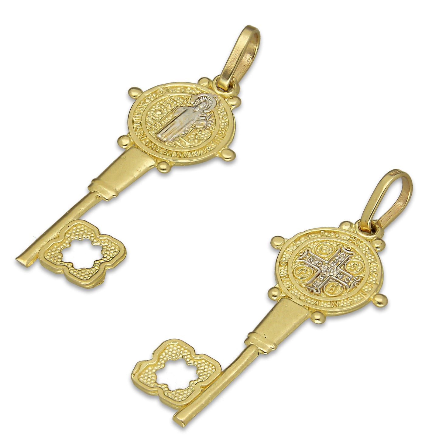 MR14DJ028 Dije Oro Sólido 14K Llave San Benito 1.2 x 3.2 cm