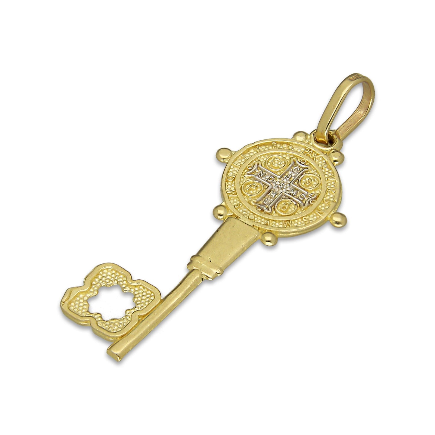 MR14DJ028 Dije Oro Sólido 14K Llave San Benito 1.2 x 3.2 cm