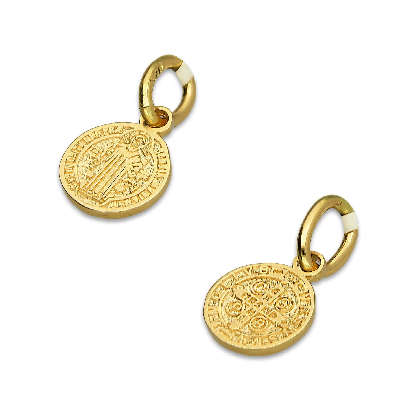 MR14DJ110 Dije Oro Sólido 14K EM Mod Medalla de San Benito Doble Vista Diámetro .45 cm