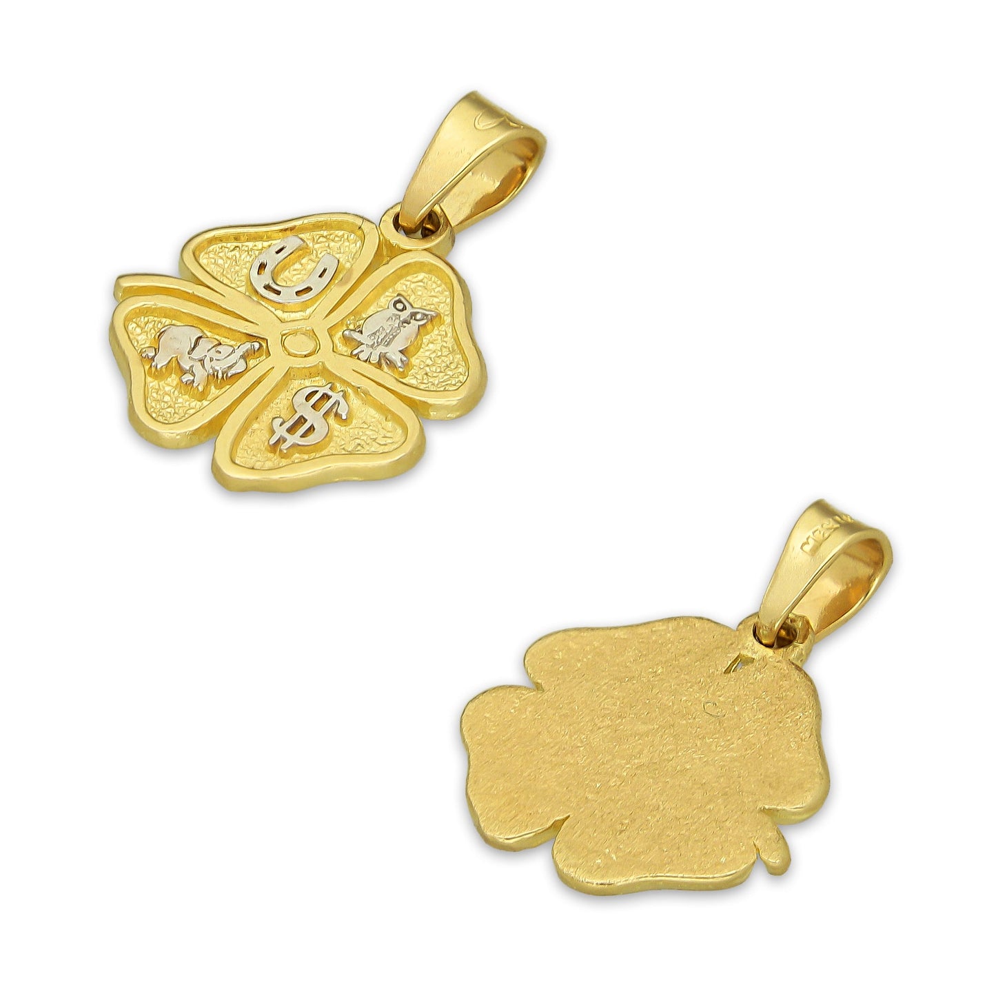 MR14DJ161 Dije Oro Sólido 14K Trébol de la Suerte 1.3 cm x 1.9 cm