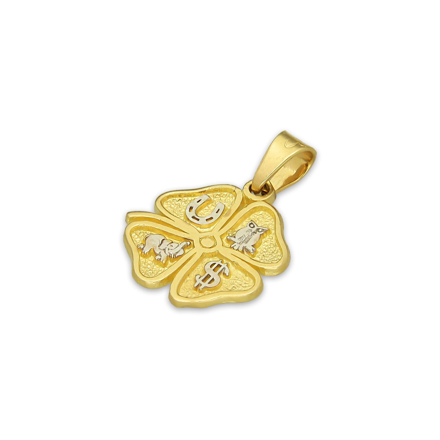 MR14DJ161 Dije Oro Sólido 14K Trébol de la Suerte 1.3 cm x 1.9 cm