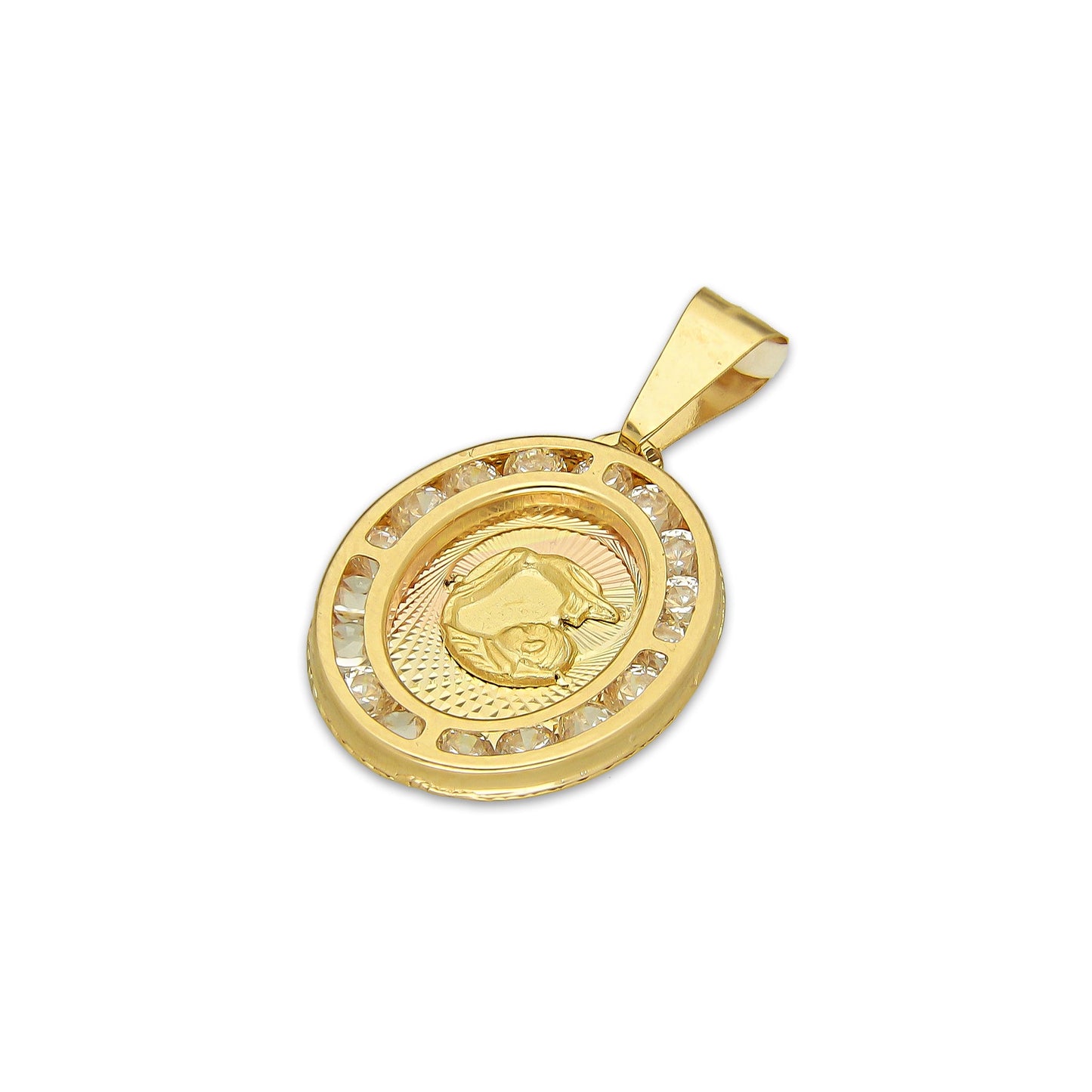 MR14DJ178 Dije Oro Sólido 14K EM Medalla Ovalada Bautizo 1.3 cm x 2.5 cm