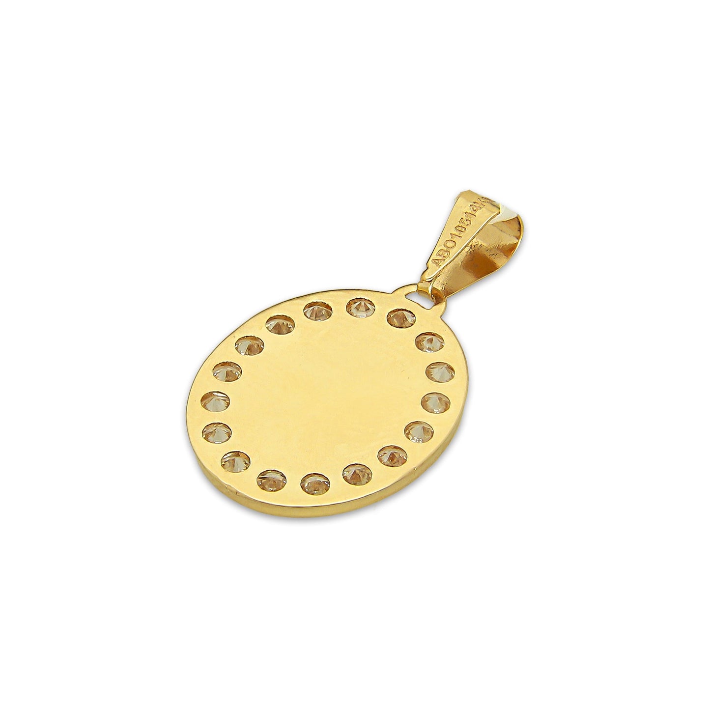 MR14DJ178 Dije Oro Sólido 14K EM Medalla Ovalada Bautizo 1.3 cm x 2.5 cm