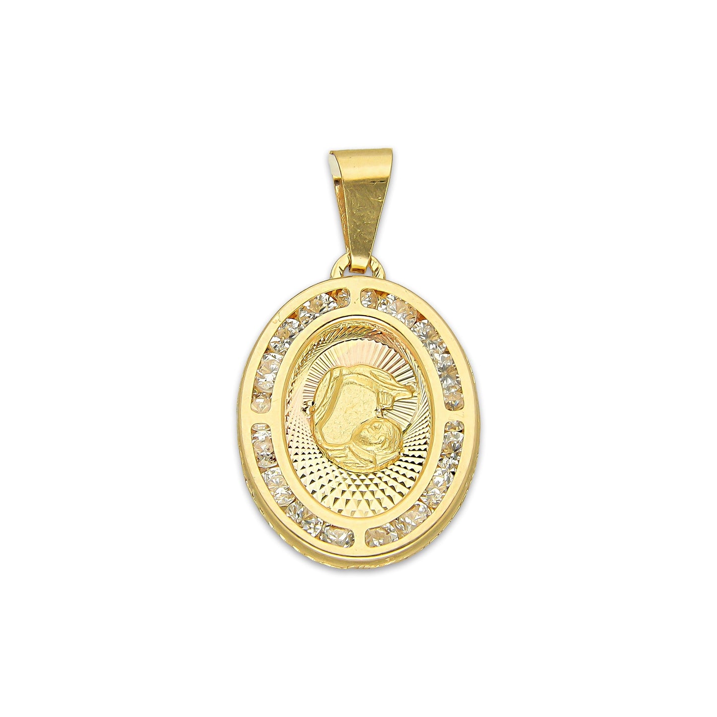 MR14DJ178 Dije Oro Sólido 14K EM Medalla Ovalada Bautizo 1.3 cm x 2.5 cm