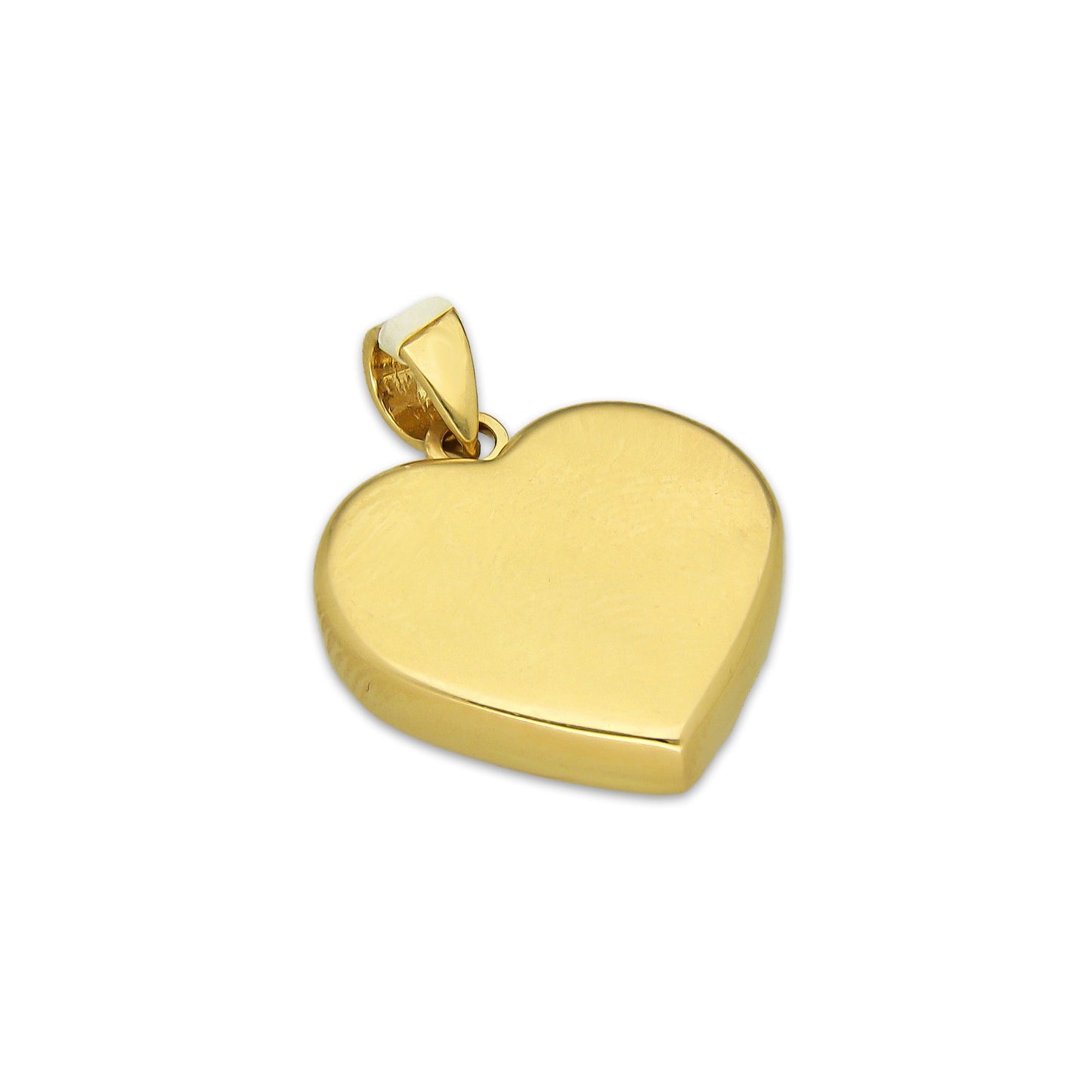 MR14DJ185 Dije Oro Sólido 14K EM Corazón Bombeado Liso 1.5 cm x 2.1 cm
