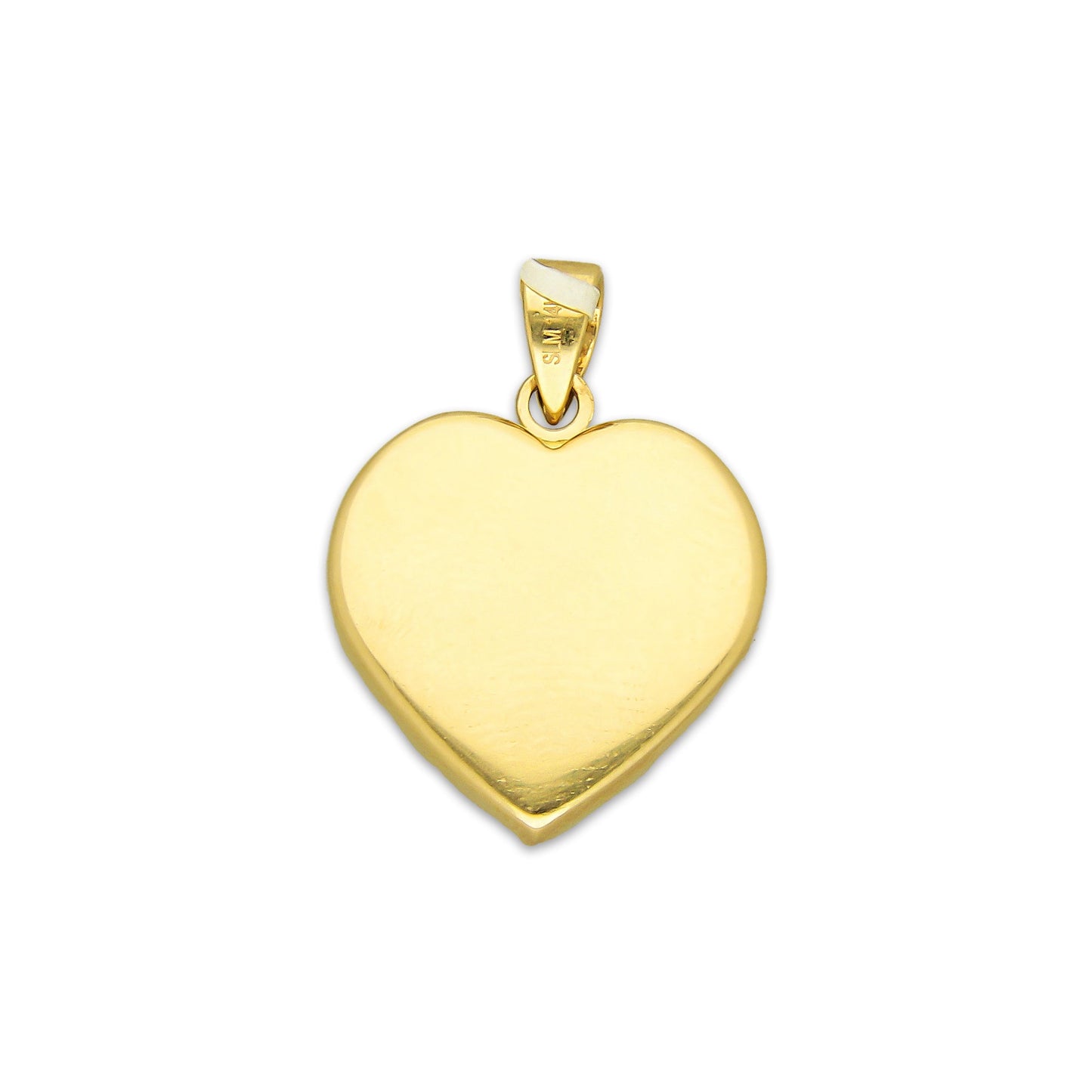 MR14DJ185 Dije Oro Sólido 14K EM Corazón Bombeado Liso 1.5 cm x 2.1 cm