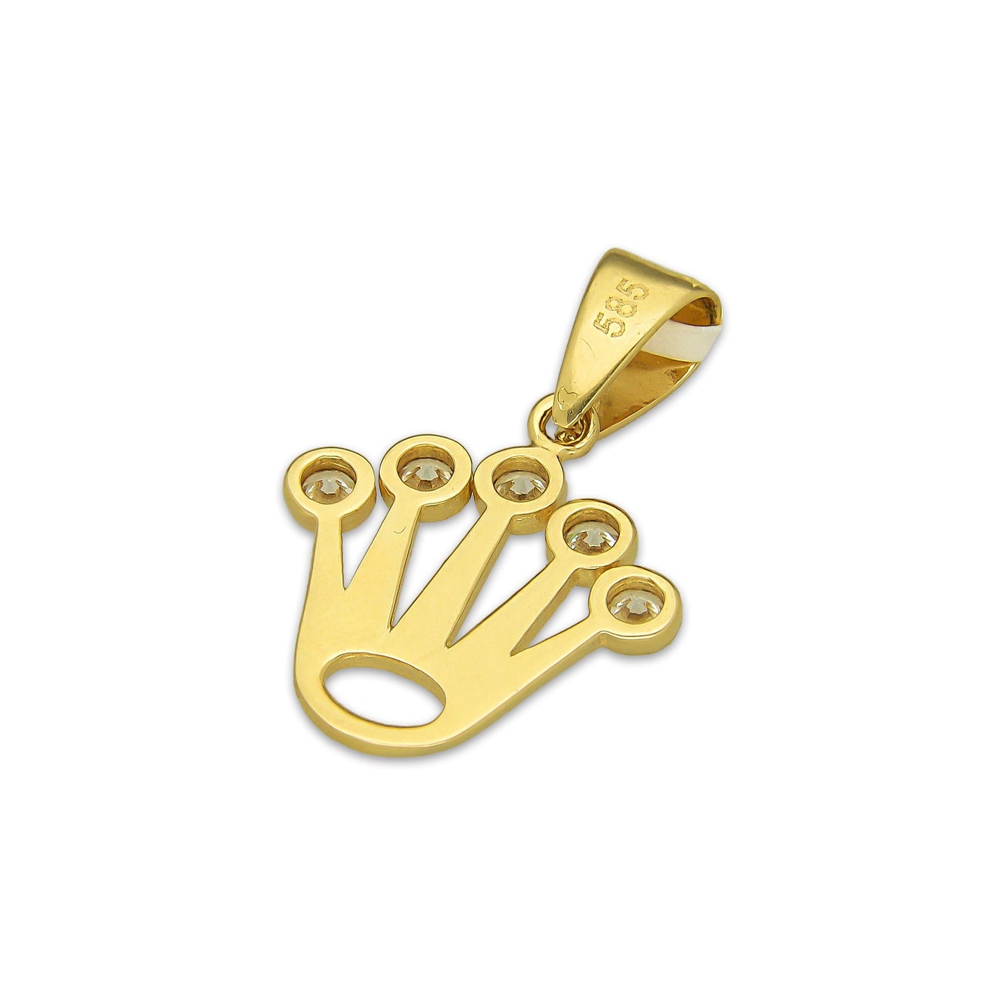 MR14DJ189 Dije Oro Sólido 14K EM Corona Lisa Rlx 1.6 cm x 2.4 cm