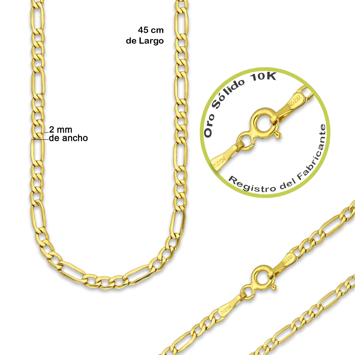 MR14DP084 Cadena Oro Sólido 10K + Dije Oro Sólido 14K EM Mano de Fatima Azul Ojo Azul Turqueza 1.8 cm x 3.1 cm