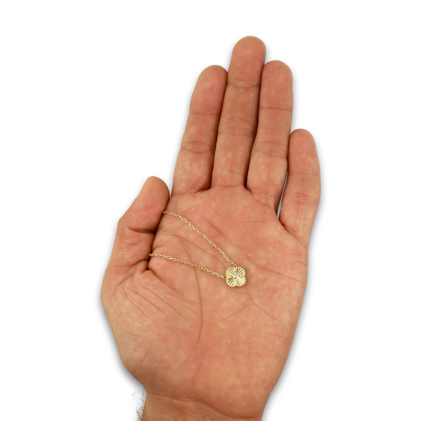 MR14G025 Gargantilla Collar Dama Oro Sólido 14K EMF14 1 Trébol 1 cm Dorado Largo 45 cm