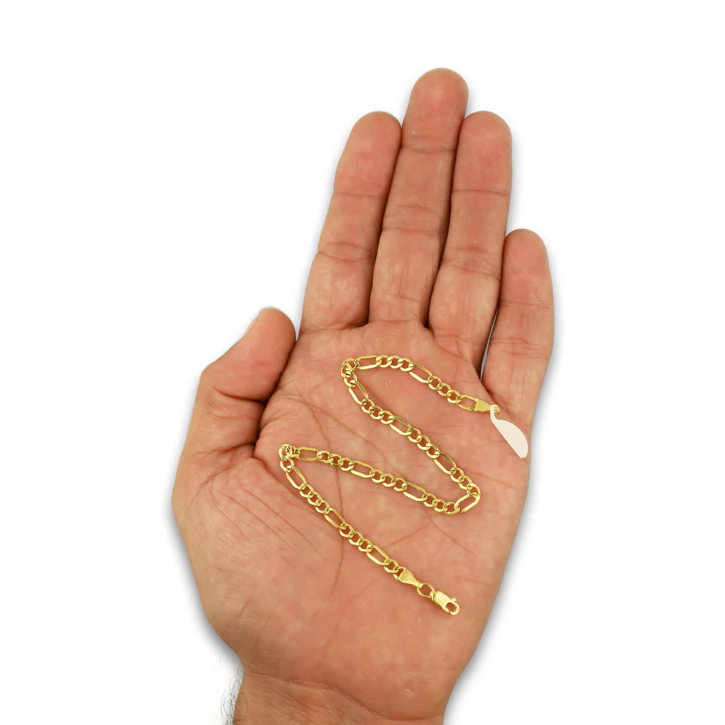 MR14PC031 Pulsera Para Caballero Oro Sólido 14K EMF14 Modelo Fígaro 3*1 Lisa 3.8 mm x 21 cm