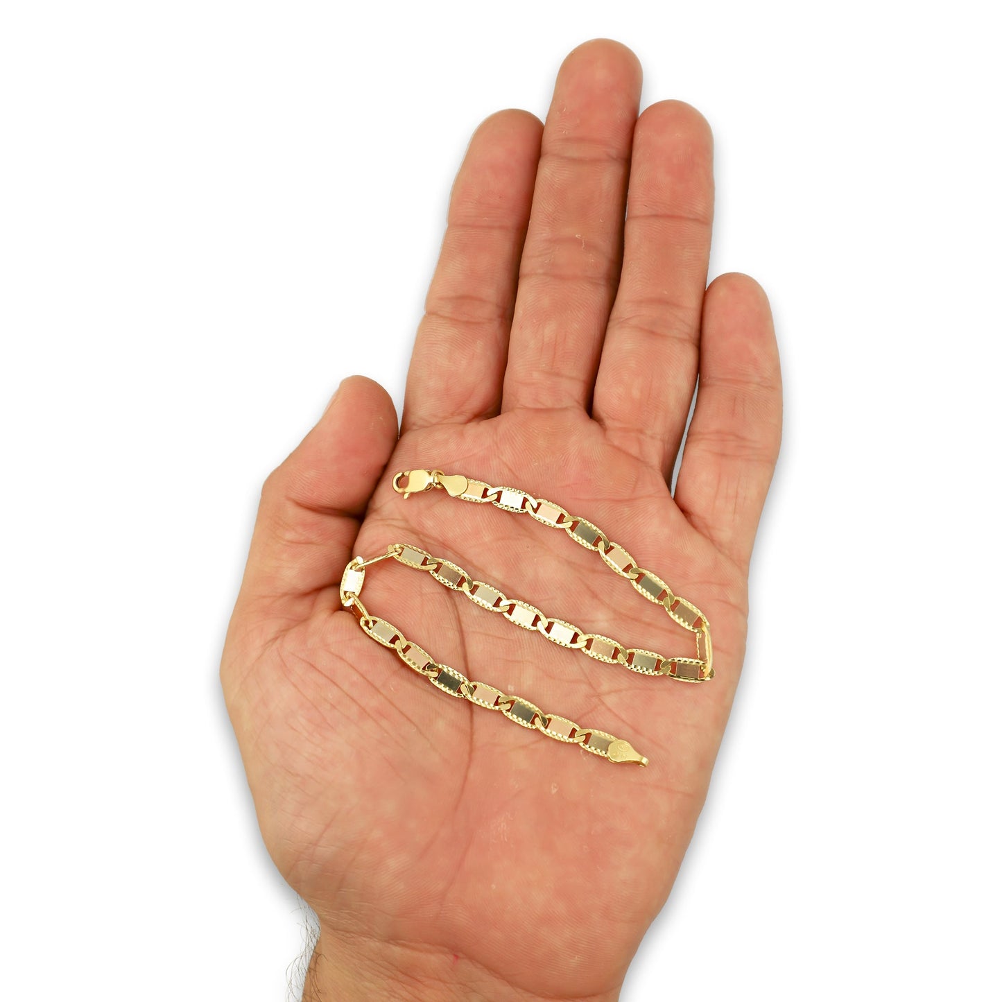 MR14PC033 Pulsera Para Caballero Oro Sólido 14K Mod Valentido Florentino Lisa 4 mm x 21.5 cm