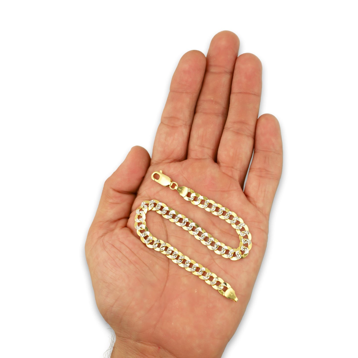 MR14PC035 Pulsera Para Caballero Oro Sólido 14K Mod Cubana Americana DIamantada 6 mm x 20 cm