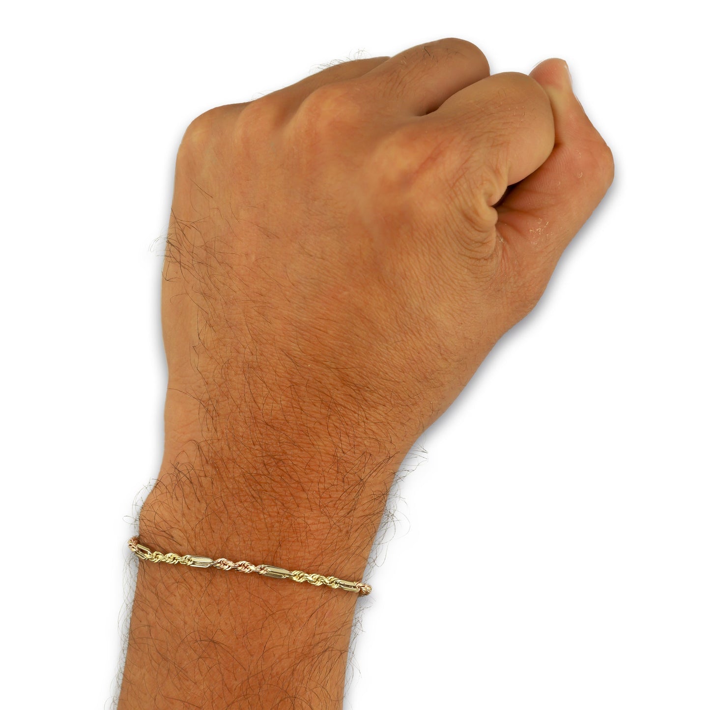 MR14PC054 Pulsera Para Caballero Oro Sólido 14K EMF14 Modelo Torsal Fígaro Florentino 2 mm x 21 cm