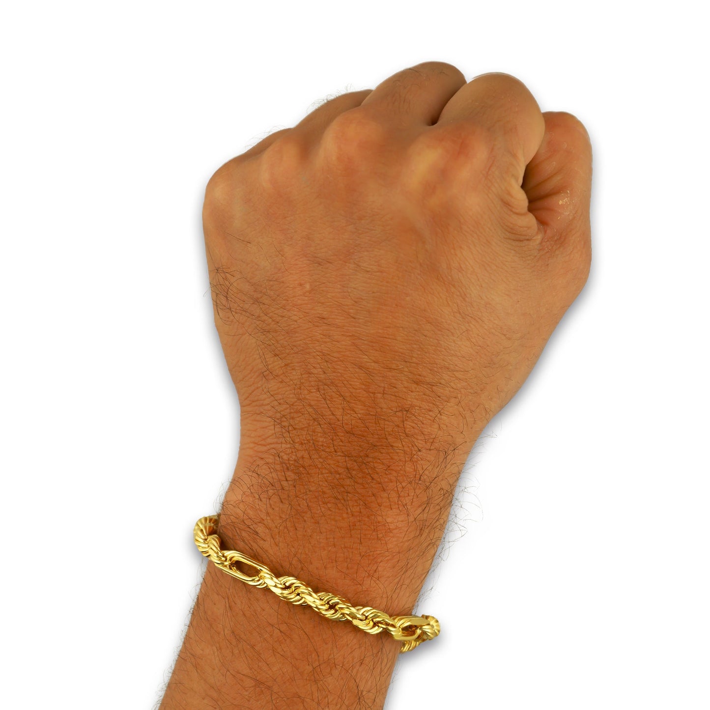 MR14PC057 Pulsera Para Caballero Oro Sólido 14K EMF14 Modelo Torsal Fígaro 6 mm x 21 cm