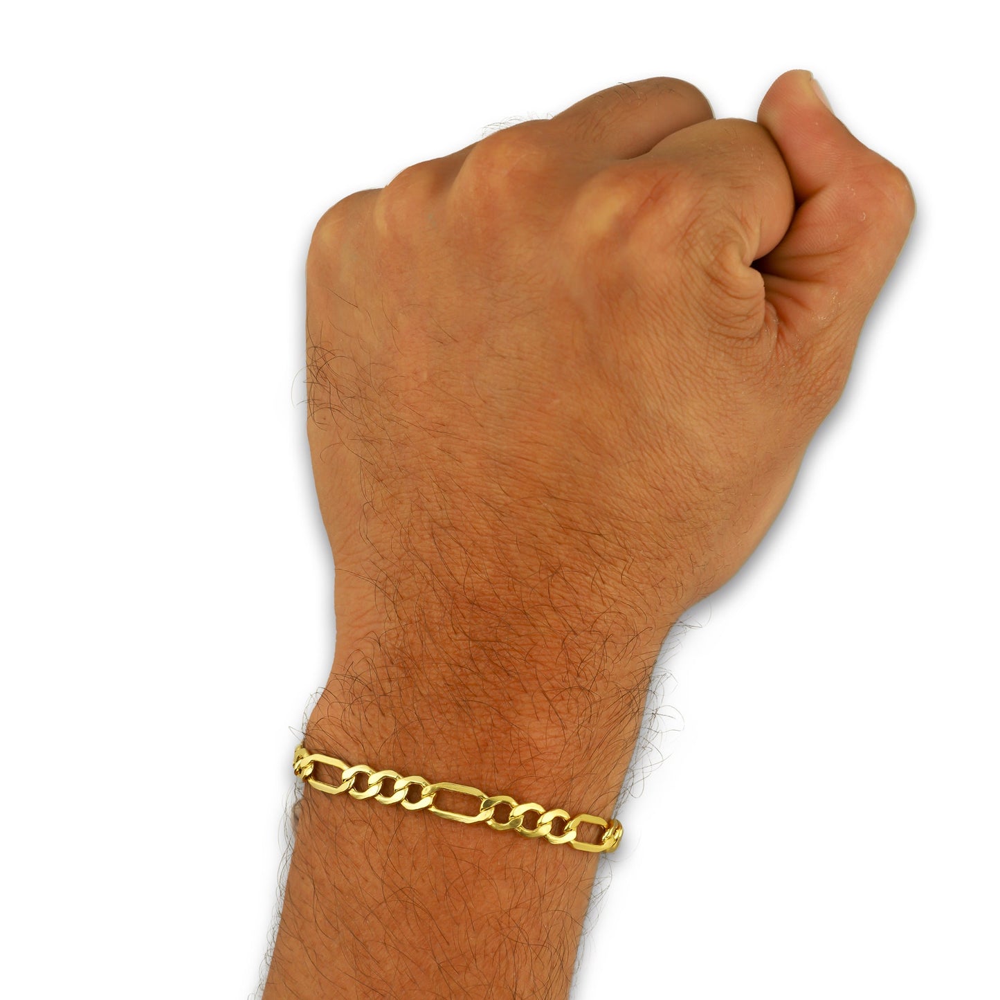 MR14PC059 Pulsera Para Caballero Oro Sólido 14K EMF14 Modelo Fígaro 3*1 Lisa 5 mm x 21 cm